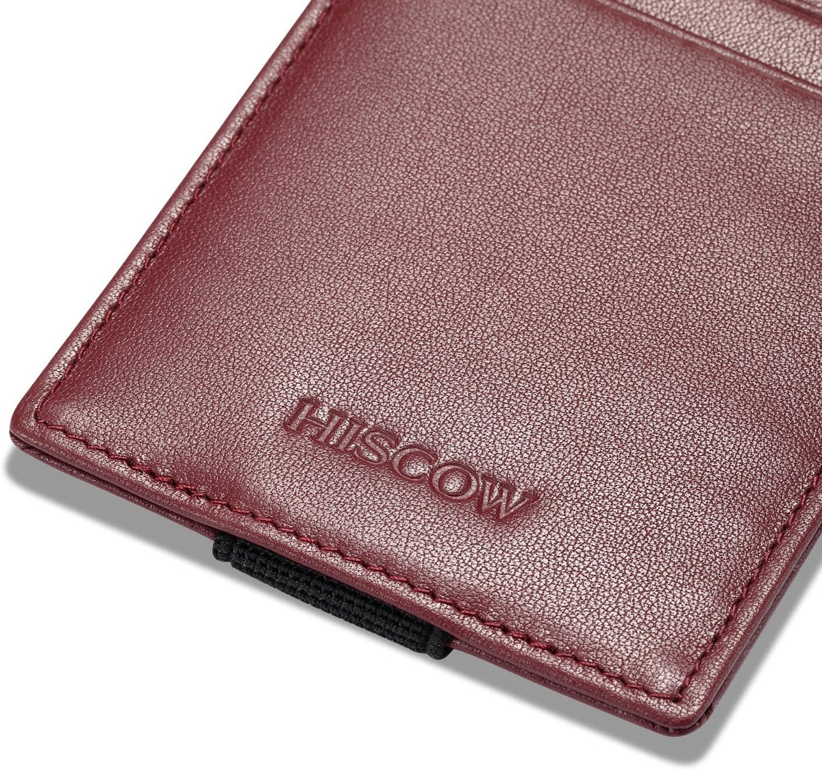 HISCOW Car Sun Visor Card Holder with Elastic Band Fastener - Italian Calfskin (Wine Red)