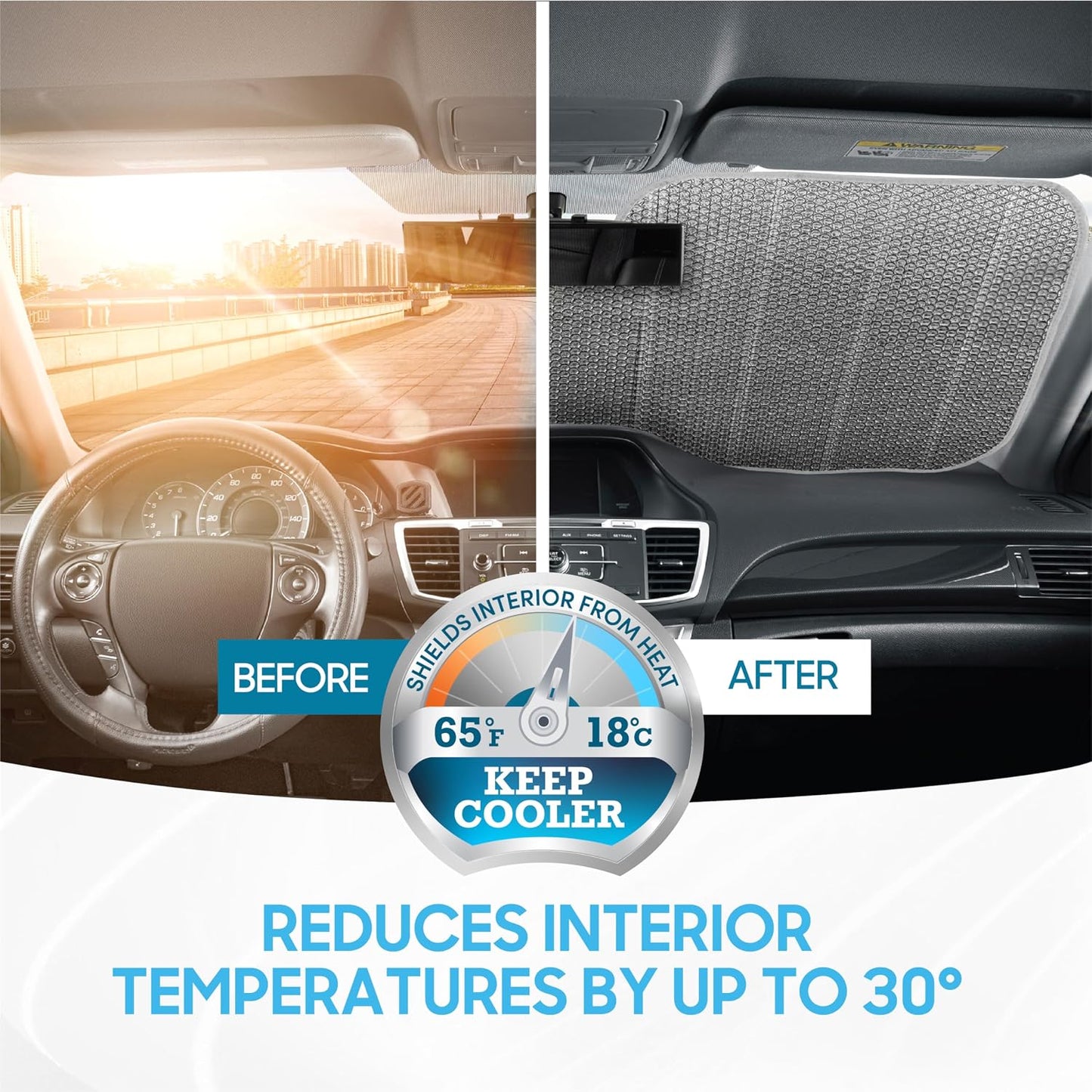 BDK-AS-2511 Front Windshield Shade-Accordion Folding Auto Sunshade for Car Truck SUV-Blocks UV Rays Sun Visor Protector-Keeps Your Vehicle Cool-57 x 27 Inch, Black Glitter