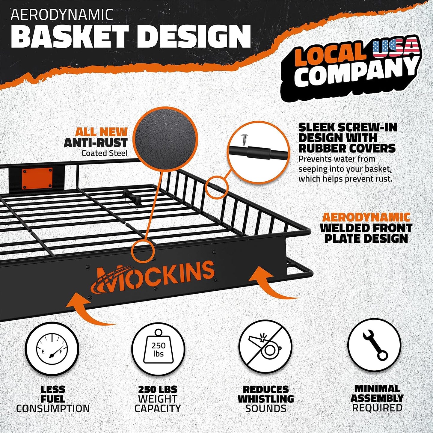 Mockins 90"x50"x5" XXL Heavy Duty Roof Rack Cargo Carrier w/ 250 Lbs. Cap | With 50 Cu Ft Waterproof Soft Vinyl Rooftop Cargo Bag | Roof Basket for SUV Car Truck RV & Van w/ Car Top Carrier Accessories