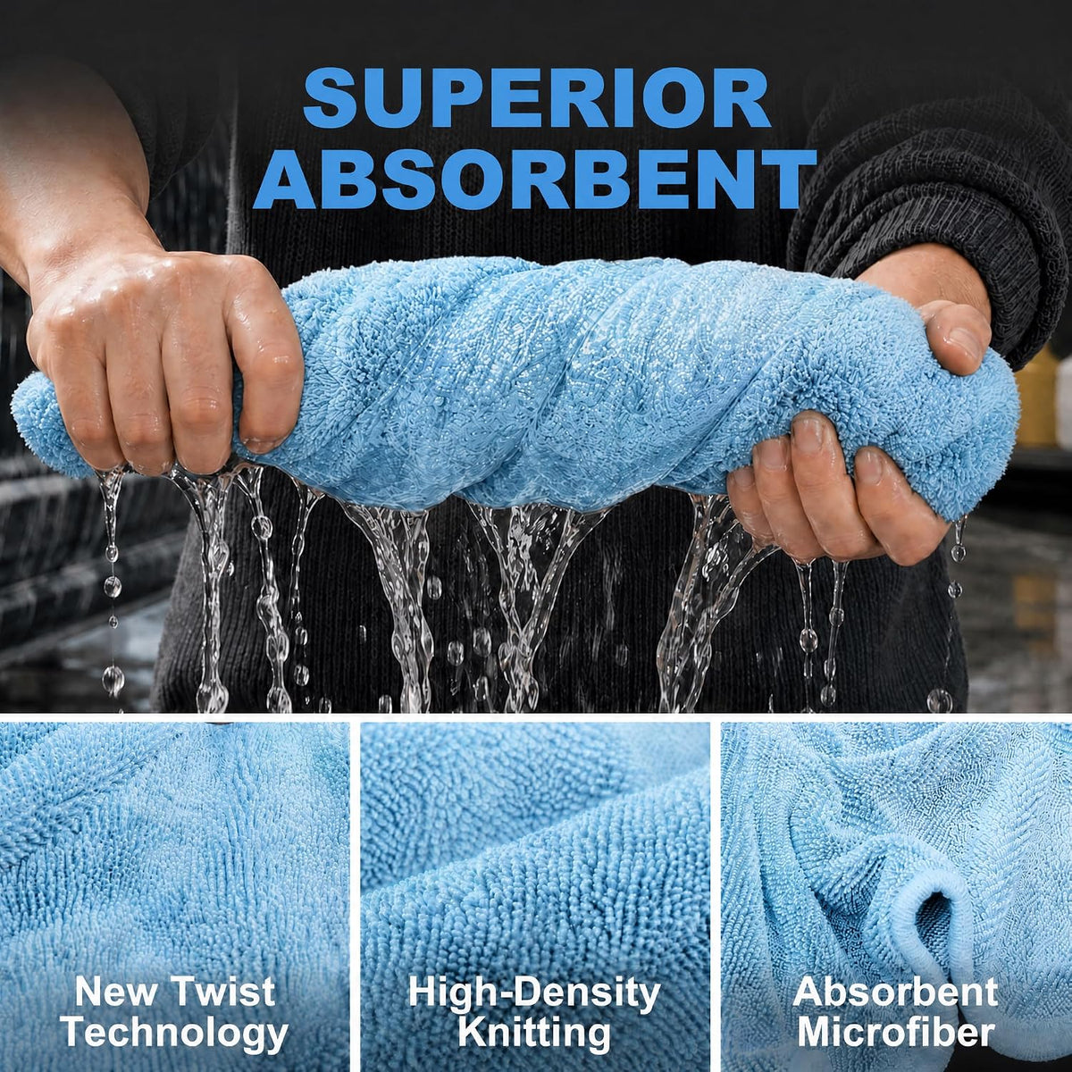 JOYMOOP Car Drying Towels,High-Density Microfiber Towel for Car, Blue