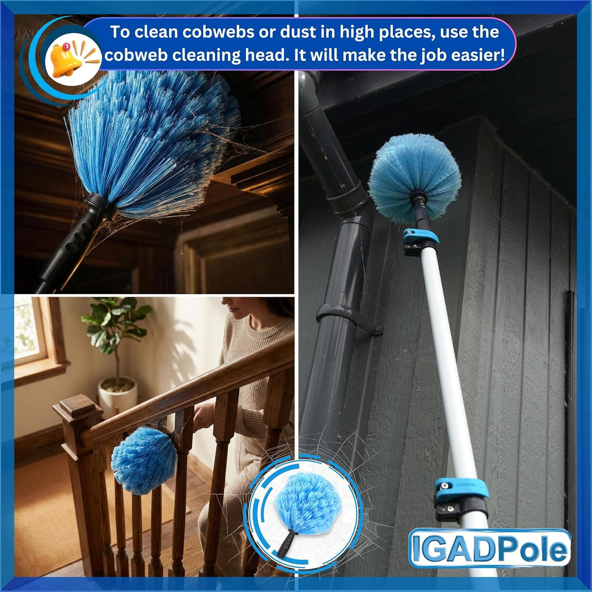 IGADPole 24 FT Washing Kit: Water-fed Brush with Soap Dispenser, Cobweb Dusters, with 6-Stage Telescoping Pole 5-24ft Pole/Window and Dusting Cleaning Kit