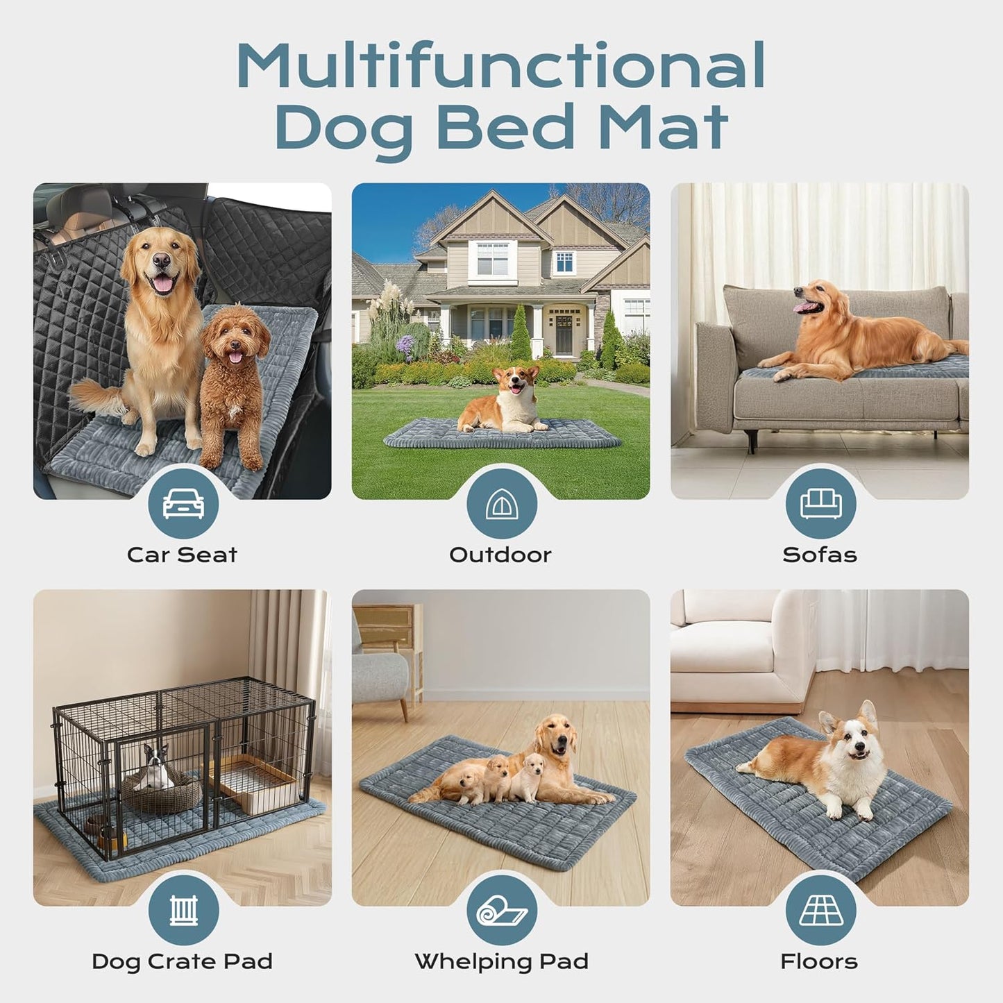 Backseat Dog Bed Mat for Car, Dog Car Seat Cover for Back Seat, Pet Car Blanket Soft and Comfortable, Upgraded Bottom Non-Slip, Washable Travel Pet Mat for Cars Trucks and SUVs (53" x 24")