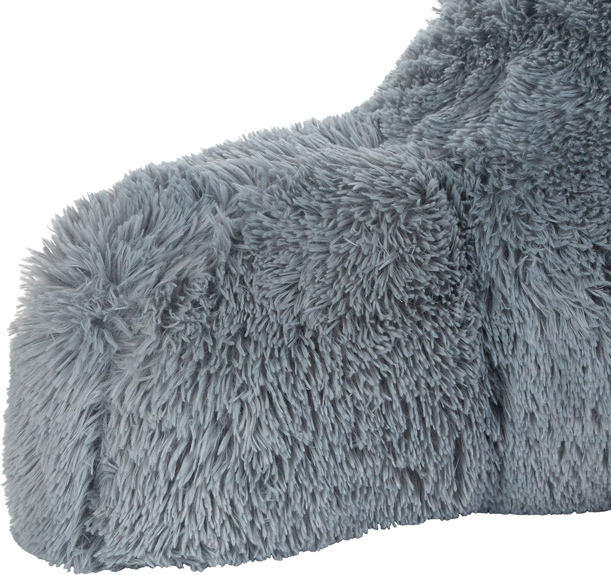 Klear Vu Shaggy Reading Pillow Back Rest Body Pillow for Adults and Kids, Lumbar and Arm Support on Bed, Chair, Couch, Sofa and Floor, 30" x 21", One Size, Cool Gray