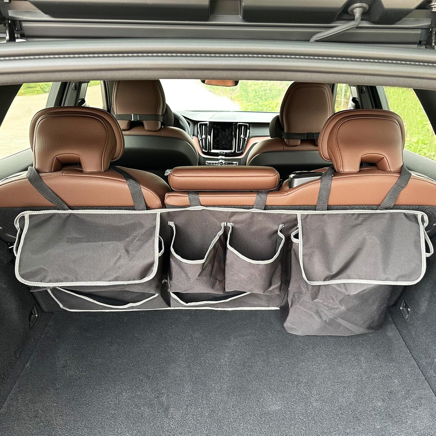 Car SUV Backseat Trunk Organizer Hanging Bag,6 Nylon Fabric Pockets, Interior Storage Organizer Accessories, For SUV, Jeep, MPV, Space Saving Design
