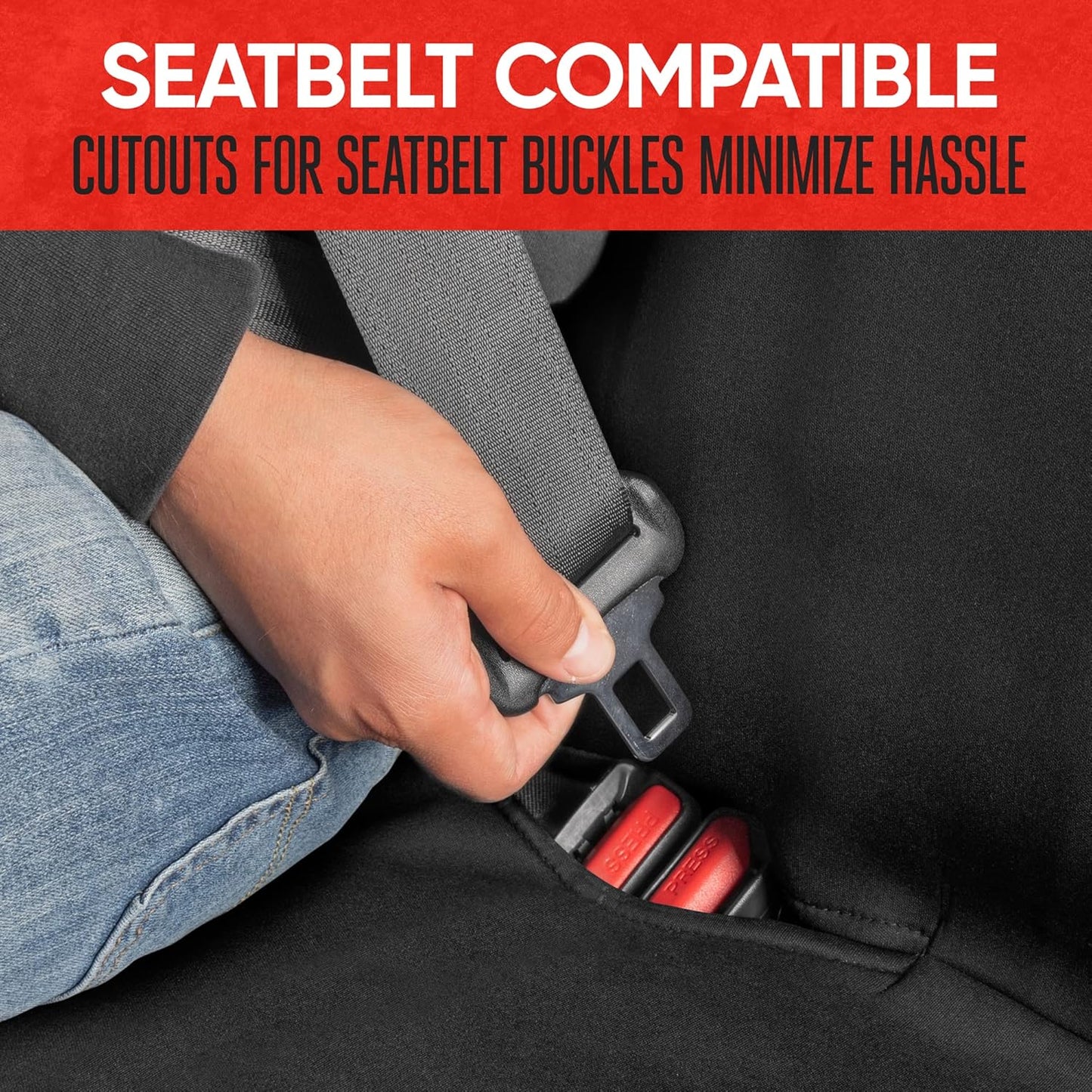 Motor Trend AquaShield Black Neoprene Rear Bench Seat Cover - 100% Waterproof Back Seat Protector for Car Truck Van SUV - Universal Fit for Dogs, Pets & Kids