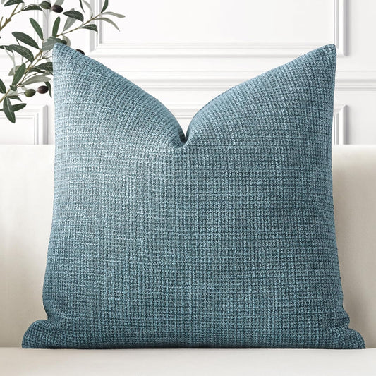 OTOSTAR Linen Throw Pillow Cover Set of 1 Decorative Square Pillowcases Cushion Covers 24x24 Inch for Home Decor Sofa Bedroom Car 60 x 60CM Blue