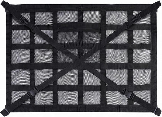 1 PC Car Ceiling Cargo Net, Double Layer Mesh Roof Storage Bag, 31.5" x 21.6" Overhead Organizer with 4 Straps, Universal for Most Cars, Trucks, SUVs (Black)