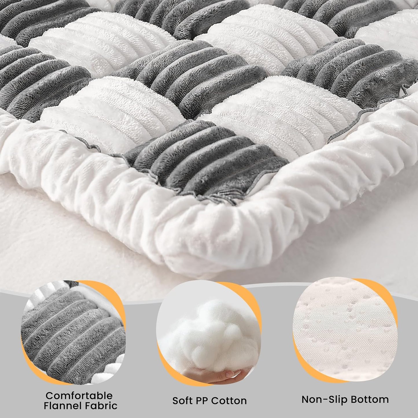 HiPetpy Backseat Dog Bed Mat, Non-Slip Dog Bed for Car Back Seat, Soft & Cozy Dogs Blanket, Washable Travel Pet Mat Seat Protector for Cars, SUVs, Trucks (Grey/White, 51.1" L x 23.6" W x 1.5" Th)