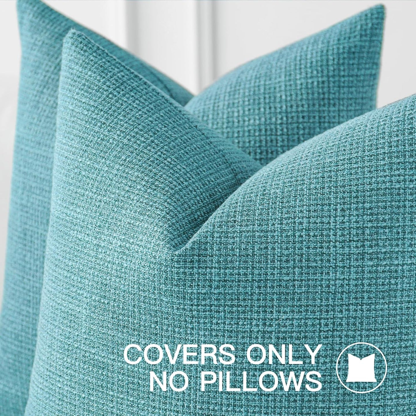 OTOSTAR Linen Throw Pillow Cover Set of 1 Decorative Square Pillowcases Cushion Covers 24x24 Inch for Home Decor Sofa Bedroom Car 60 x 60CM Turquoise