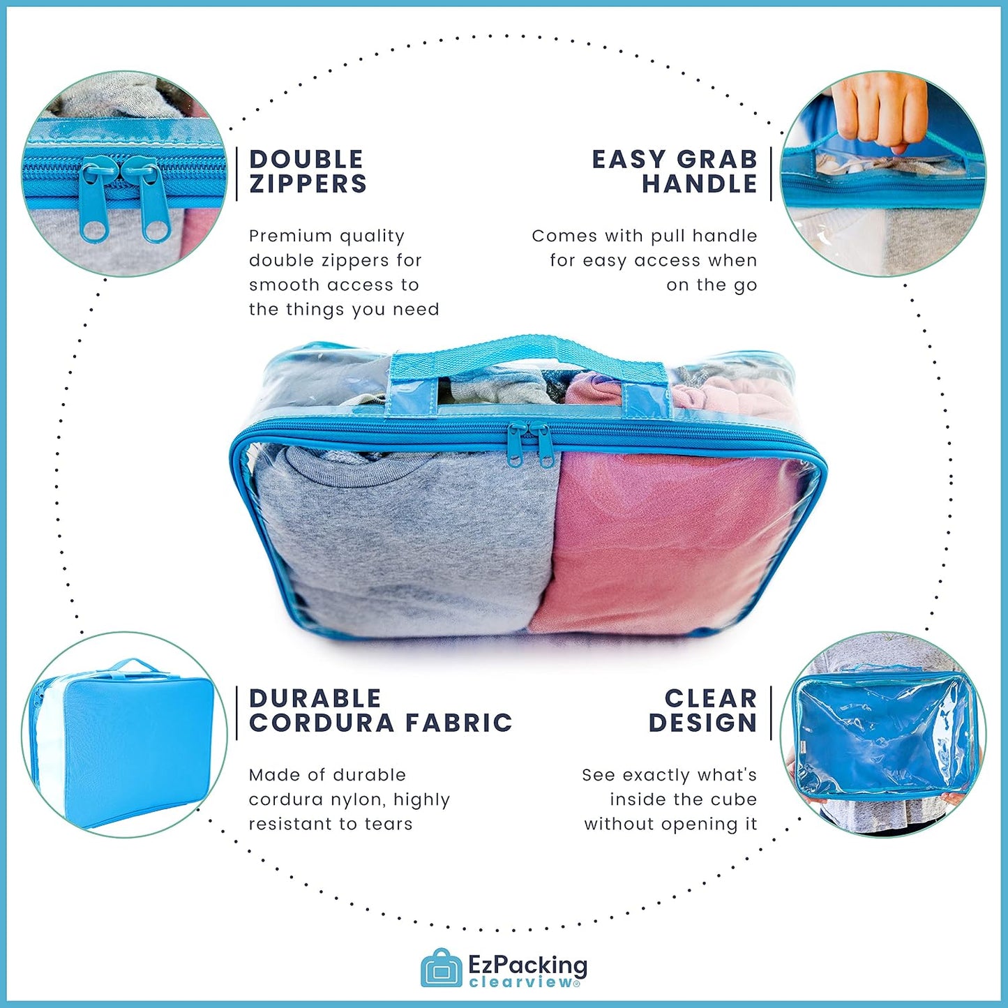 Large Clear Travel Packing Cube/See-Through PVC Organizer for Suitcase/Multipurpose Pouch w/Handle/Dress Shirts, Pants, Cashmere, Sweaters & Seasonal Linen Storage Protection (Pink)