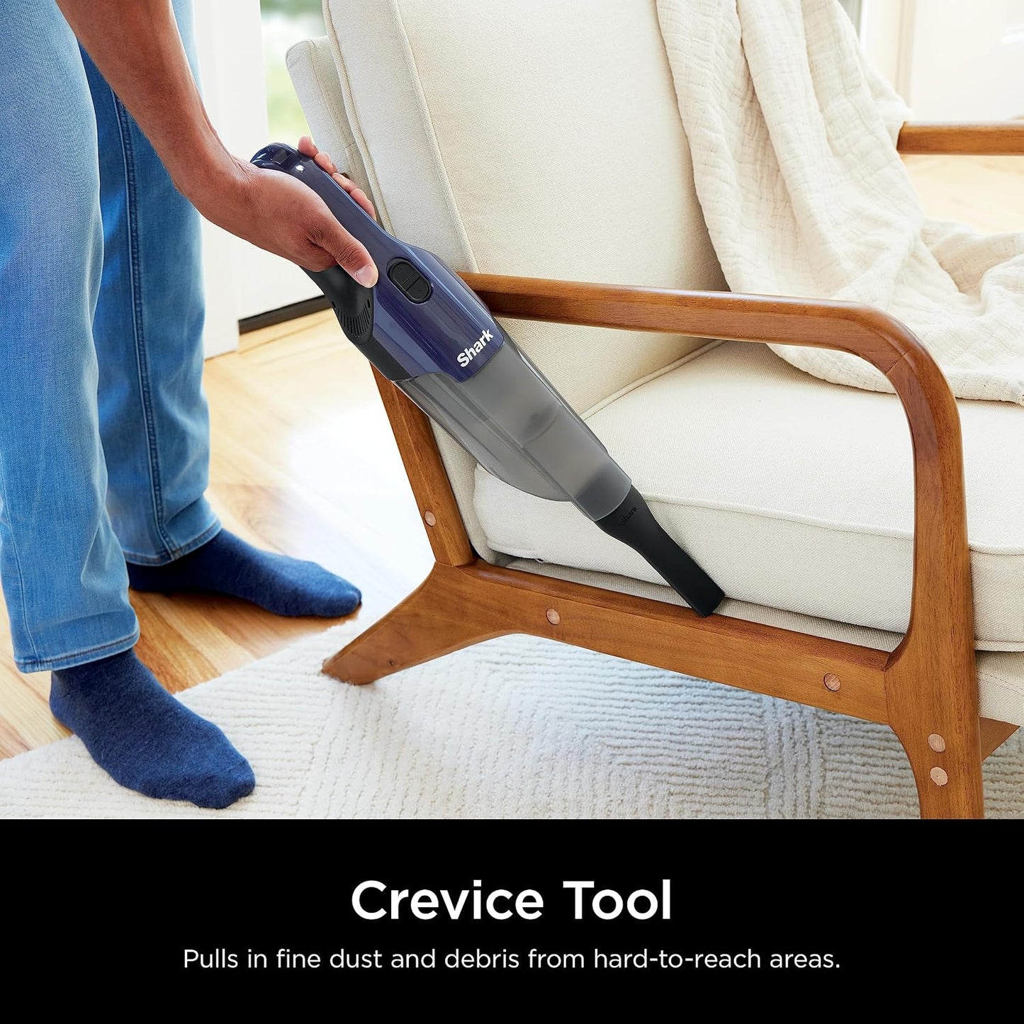 Shark Cyclone PET Handheld Vacuum | HyperVelocity Suction | Powerful Pet Hair, Home & Car Cleaning | USB Rechargable| Lightweight | Crevice Tool & Multi Surface Pet Tool | Navy Blue/Grey | CH701