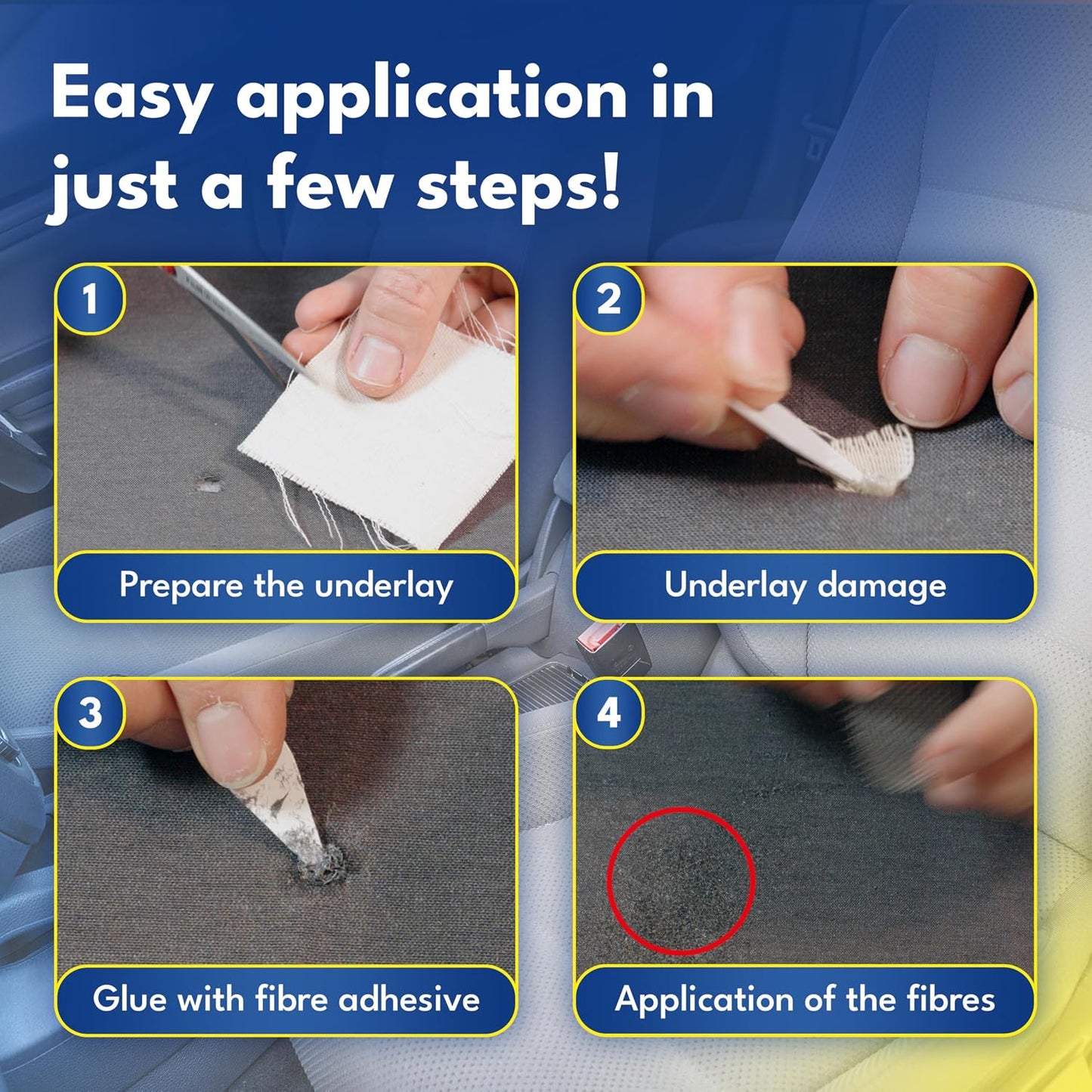 ATG Upholstery Repair Kit - Car Seat Repair Kit Fabric - Fabric Repair Kit - Carpet Repair Kit - CarSeat Patch - Burn Hole Repair Kit - Sofa Repair Kit - Car Seat Leather Repair