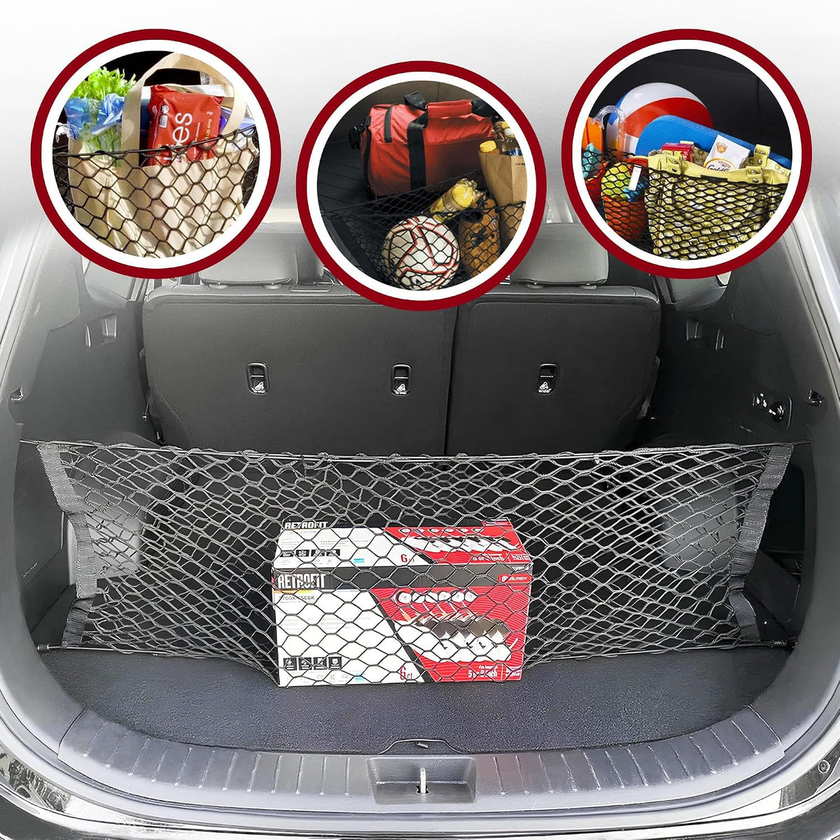 Envelope Style Trunk Mesh Cargo Net for Hyundai Tucson SE/SEL/N Line 2022-2026 - Car Accessories - Premium Trunk Organizers and Storage - Cargo Net for SUV - Vehicle Carrier Organizer