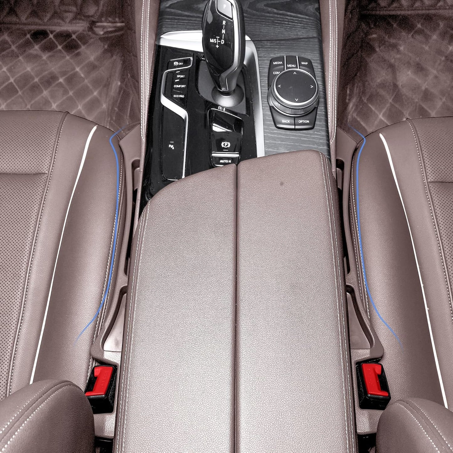 Car Seat Gap Filler Organizer with Dual Slots, 2 Pack Anti-Drop Storage Solution for Car SUV Truck - Prevents Phone, Keys, Wallet from Falling Between Seats (Brown)