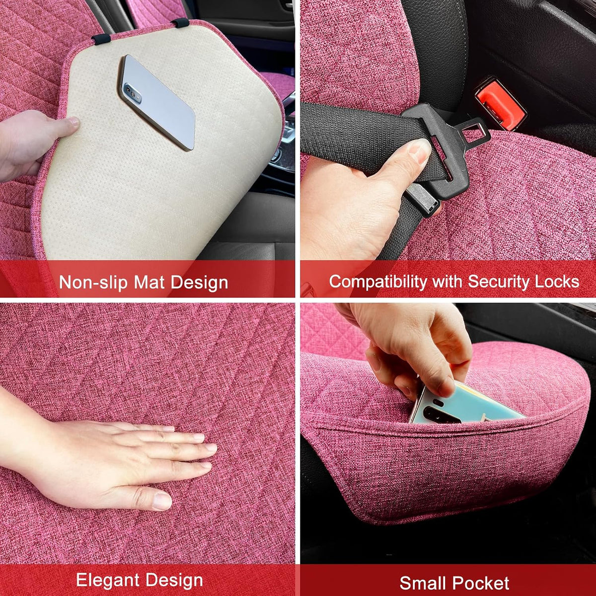 BOPUOVRE Linen Front Car Seat Covers Breathable Fabric