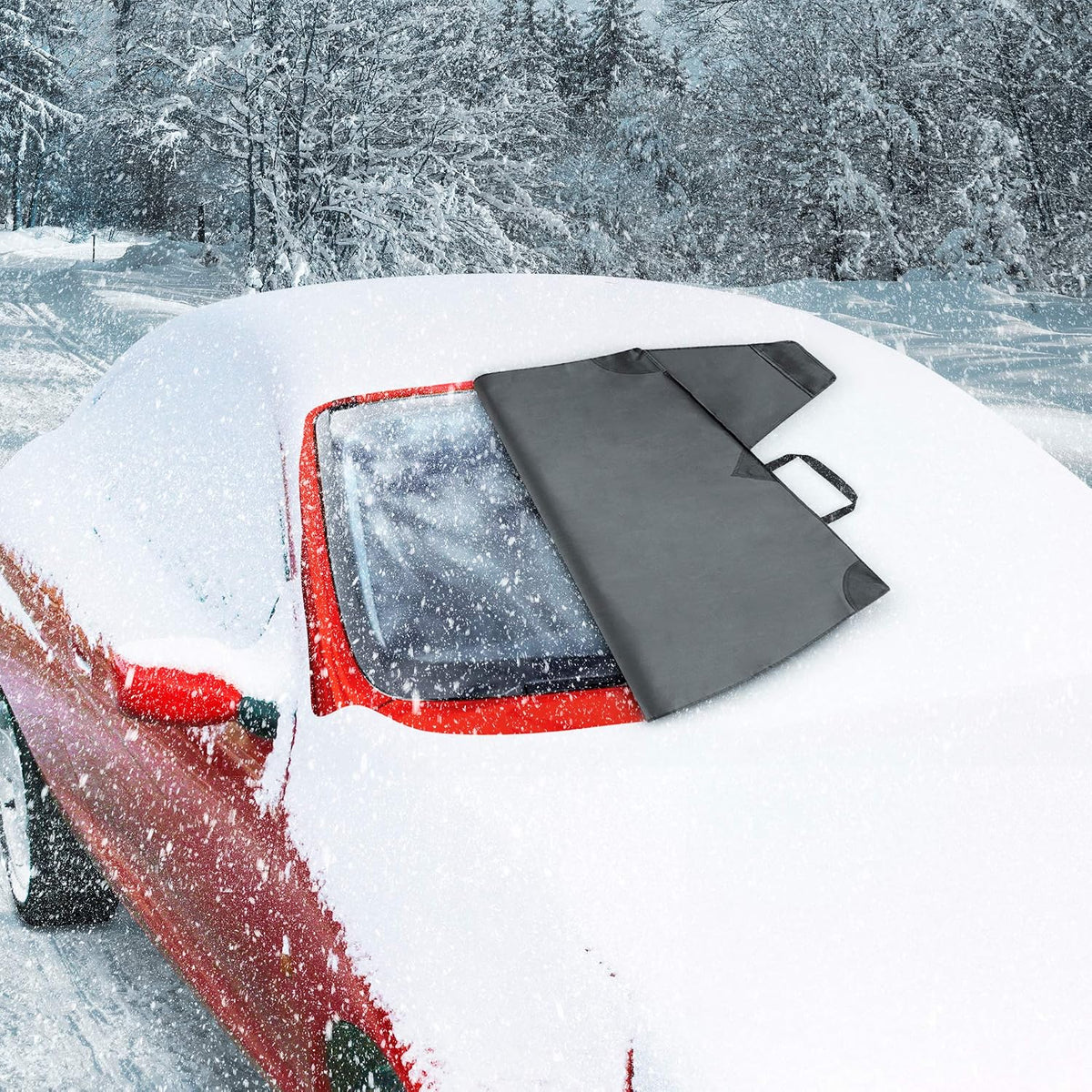 Motor Trend Ice Scraper/Frost Remover + CAT Frost Guard/Snow Cover for Car and Truck Windshields/Mirrors, Winter Storm Survival Kits (Extendable/Rotating Snow Brush + Frost Guard)