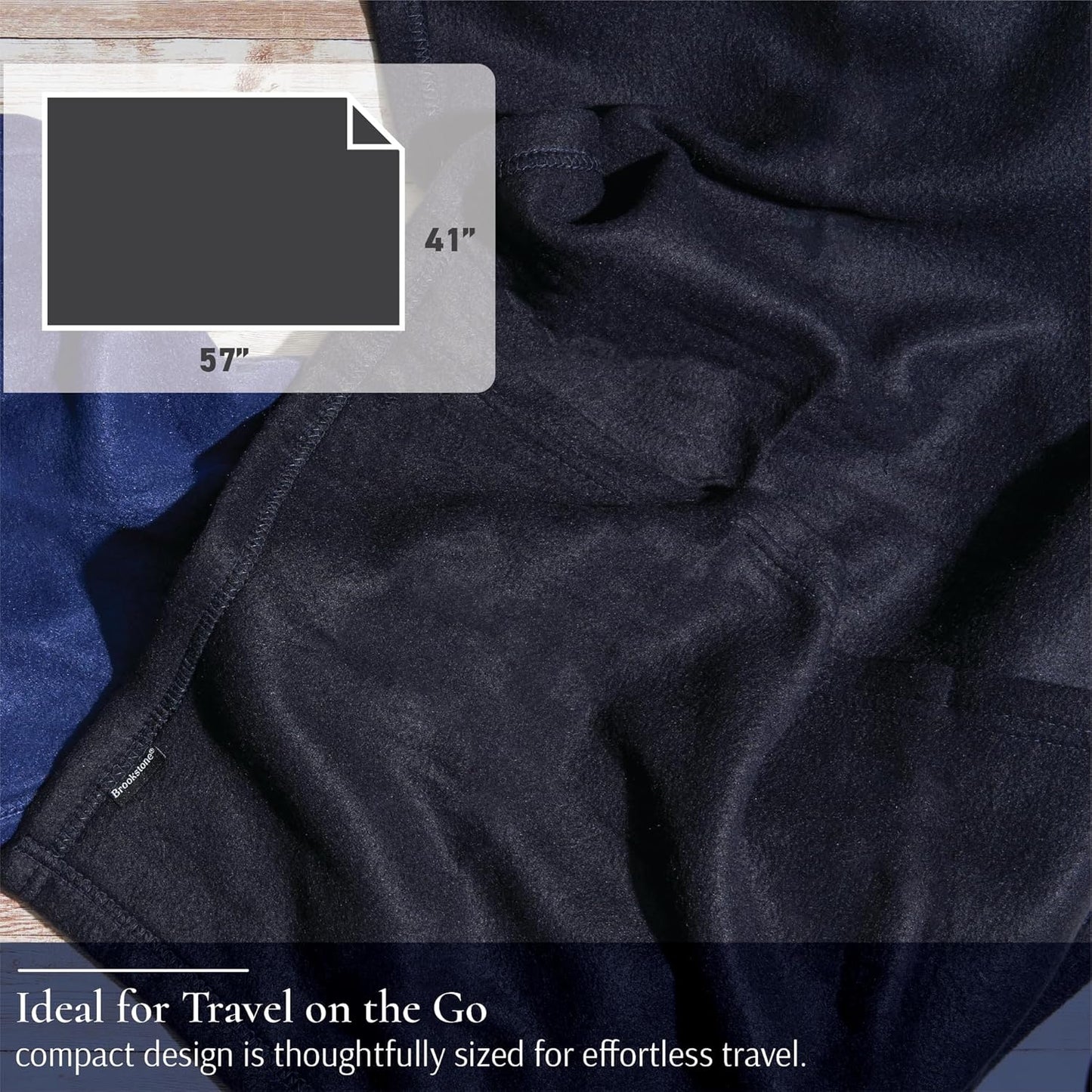 Brookstone Travel Blanket - 2-in-1 Super Soft Lightweight Throw Blanket with Carrying Pouch, Airplane &amp; Car Travel Essentials, Black