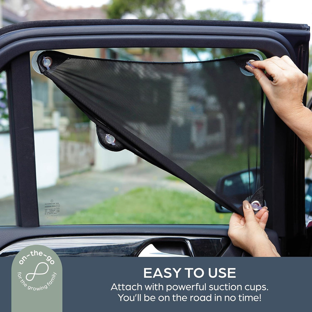 Dreambaby Adjusta-Car Stretch-It Shape-It Fit-It Door Window Sun Visor Cover Screen Shade Cling UV Ray Protection (2 Pack)