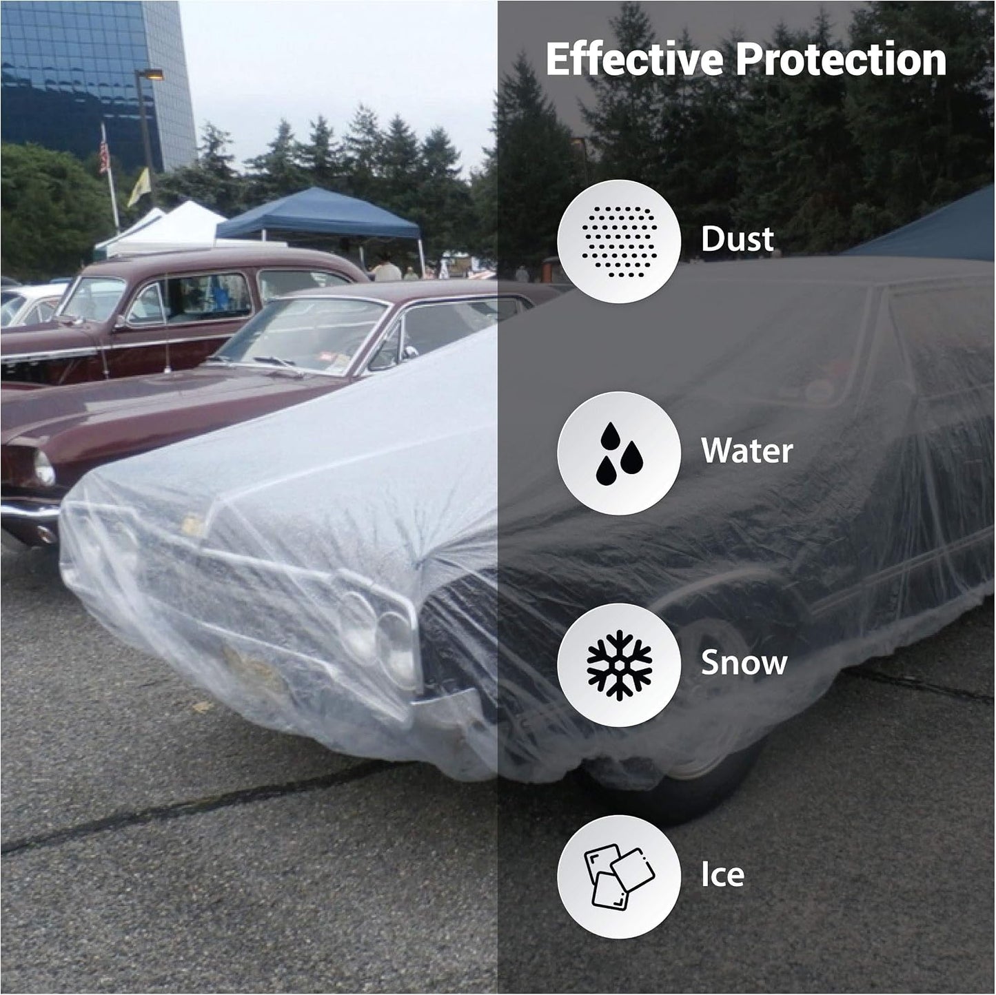 West Lake Universal Clear Disposable Car Cover for SUV, Sedan, Sport Cars, Antique Cars up to 22' x 12'