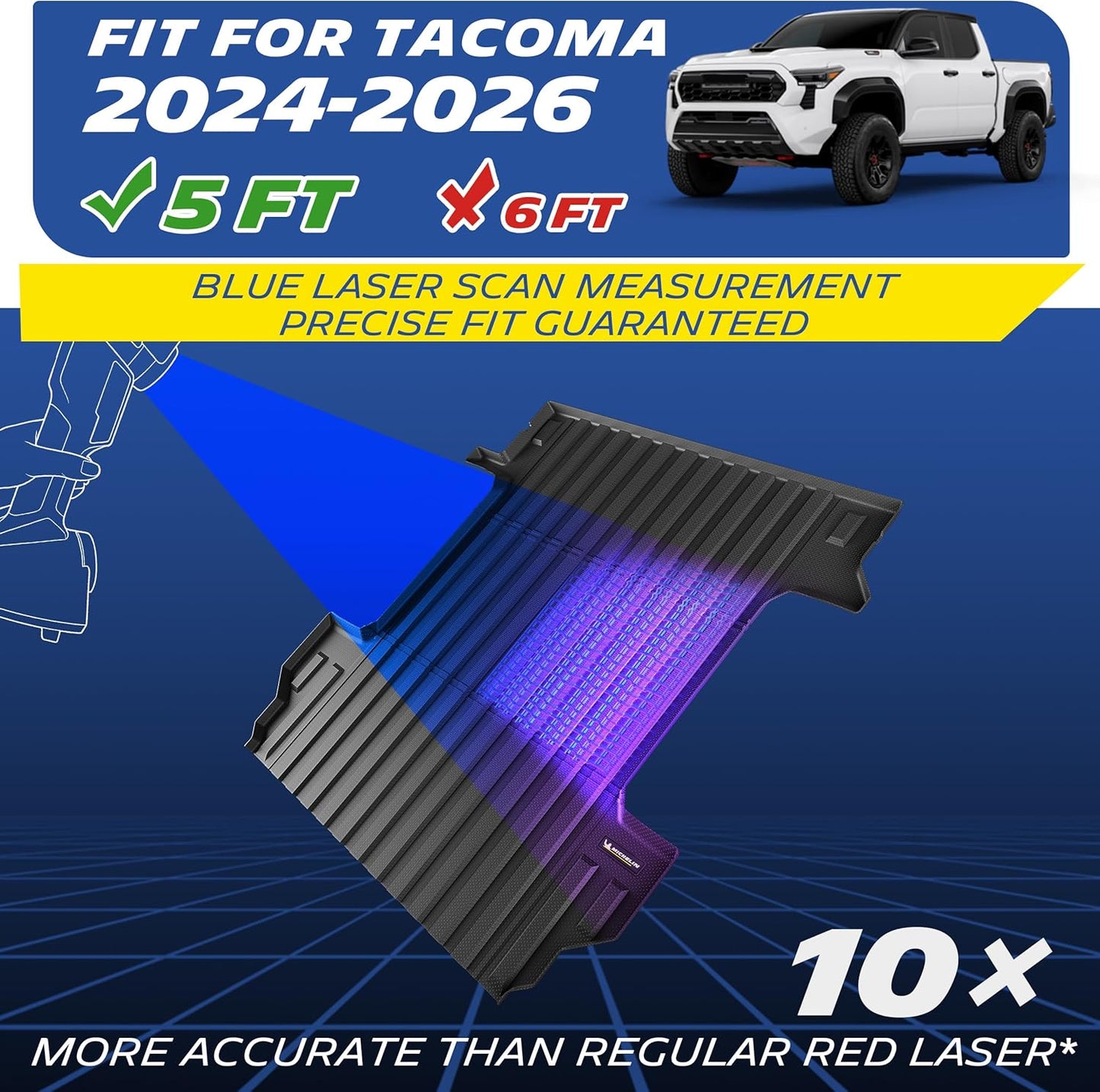 MICHELIN Truck Bed Mat for 2024 2025 2026 Toyota Tacoma - 5 FT / 60.3" Short Bed (Not Fit Drop-in Liners), All-Weather Truck Bed Liner, Custom Fit, Durable TPE Bedliner, Non-Slip