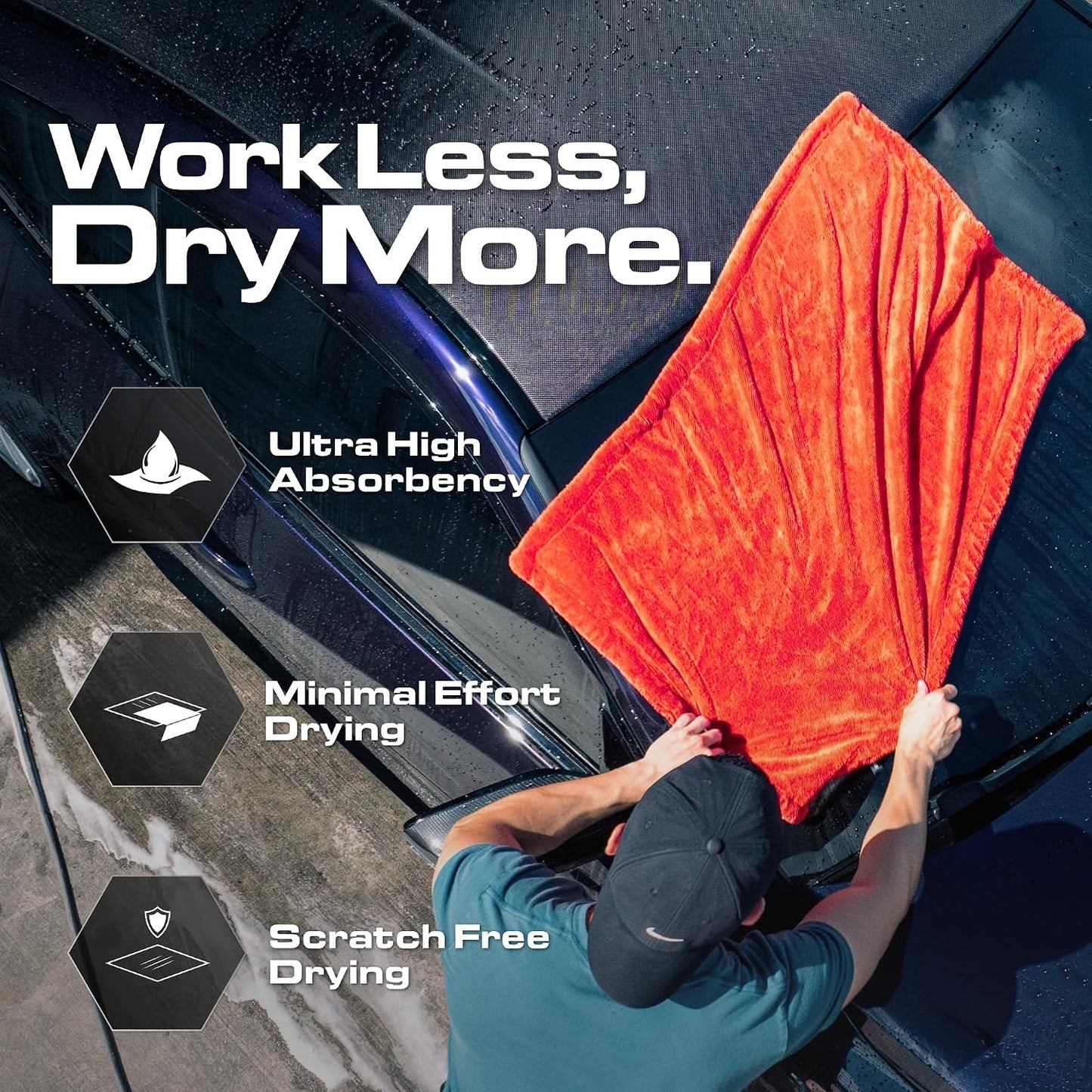 Blackline Car Drying Towel - 2ft x 3ft XL-Popular Pick Among Detailing Pros - 1300 GSM Microfiber Towel - Absorbs Over 8lbs of Water - Leaves No Streaks, Spots or Scratches - Dries an Entire Car