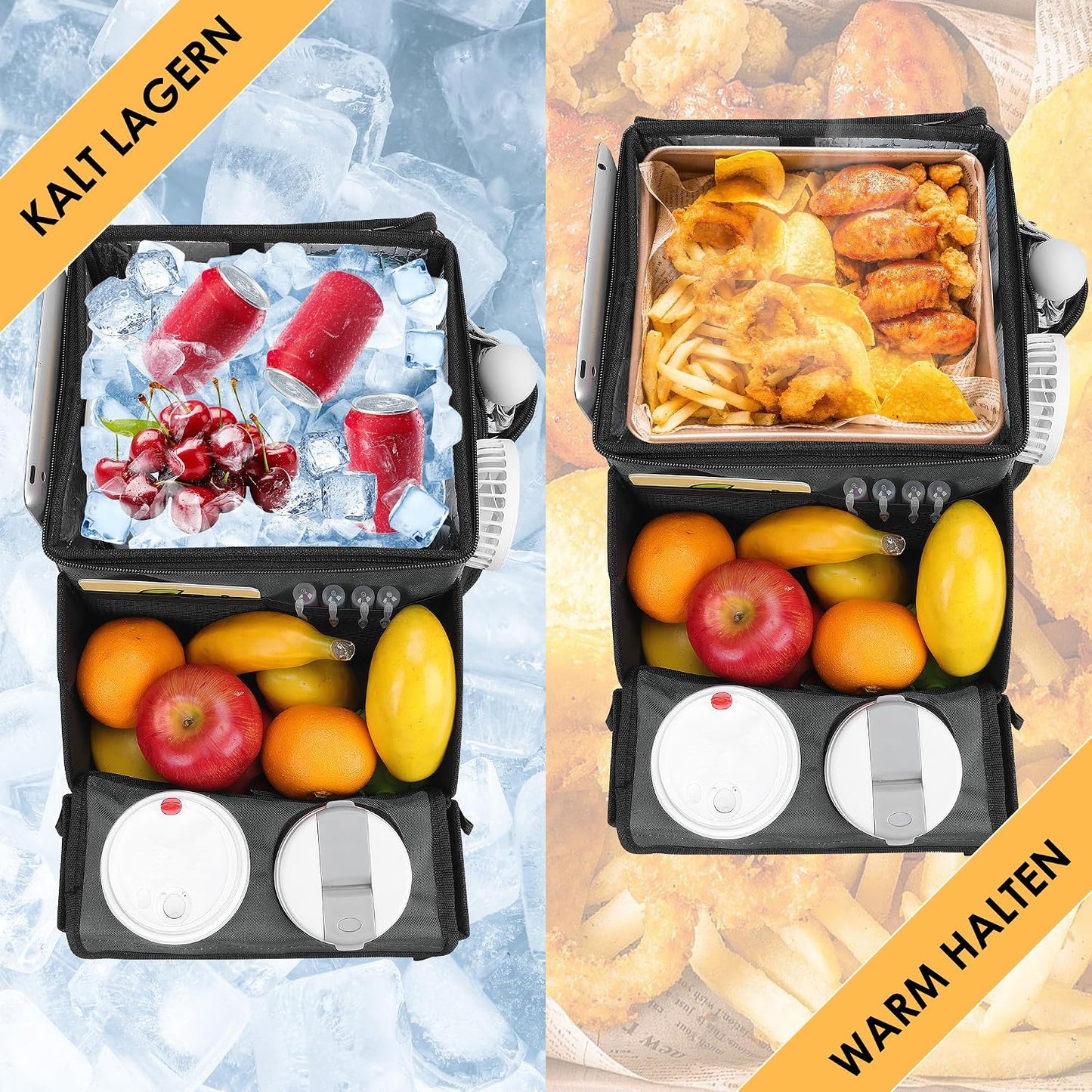 Backseat Organizer for Kids & Adults – Car Seat Cooler Warmer with 2-in-1 Writing Tray, Cup Holders & 11 Storage Compartments | Road Trip Car Organizer for Front & Back Seat (Grey)