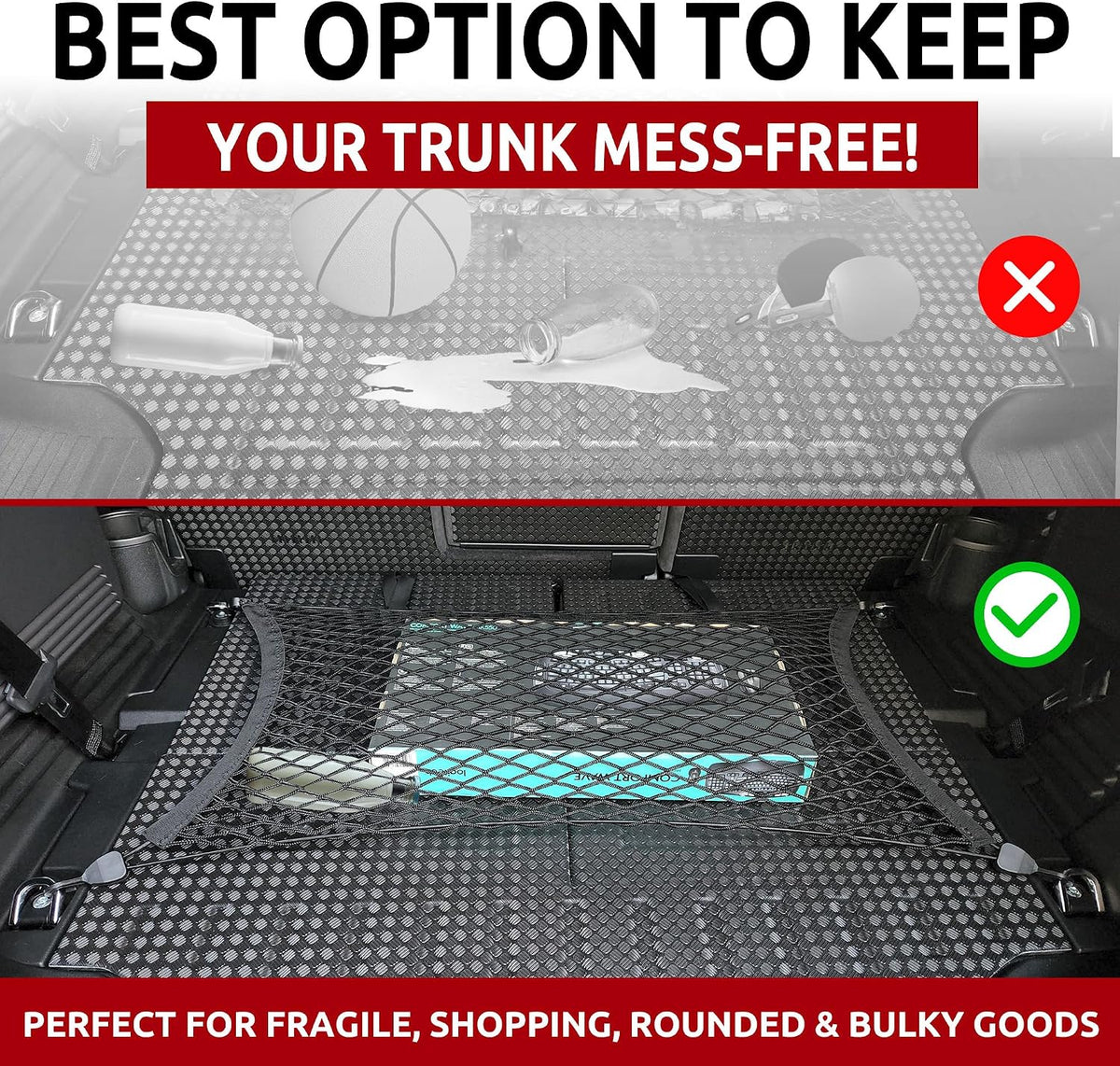 Floor Style Automotive Elastic Trunk Mesh Cargo Net for Land Rover Defender 2020-2025- Premium Trunk Organizers and Storage - Luggage Net for SUV - Best Car Organizer for Land Rover Defender