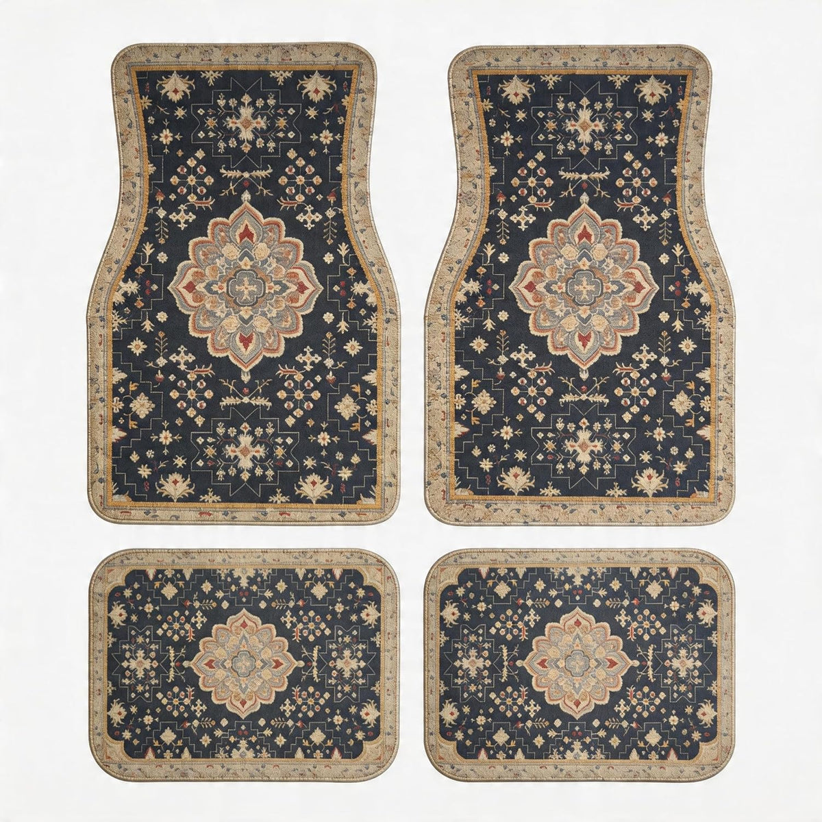 Persian Rug Car Floor Mats Universal Vintage Blue Set