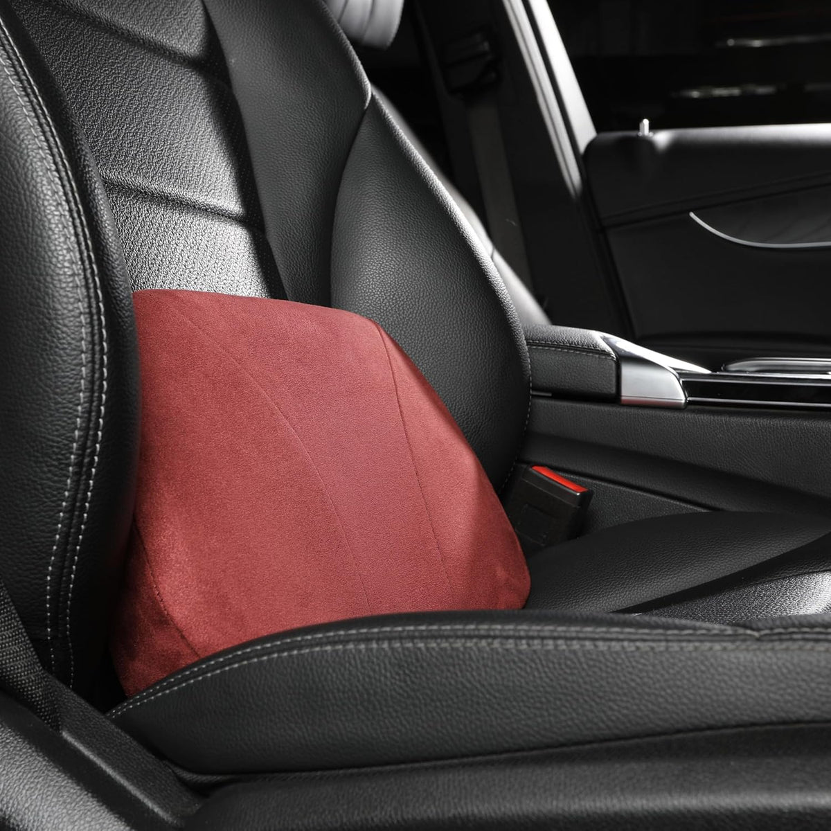 Lumbar Support Pillow,Back Pain Relief Cushion,fits tightly around the waist,Memory Foam,Skin-friendly Suede Fabric,fit Car Drive,Office chair,Rest seat,Improve Posture,Portable,15.5''Lx 8.7''H