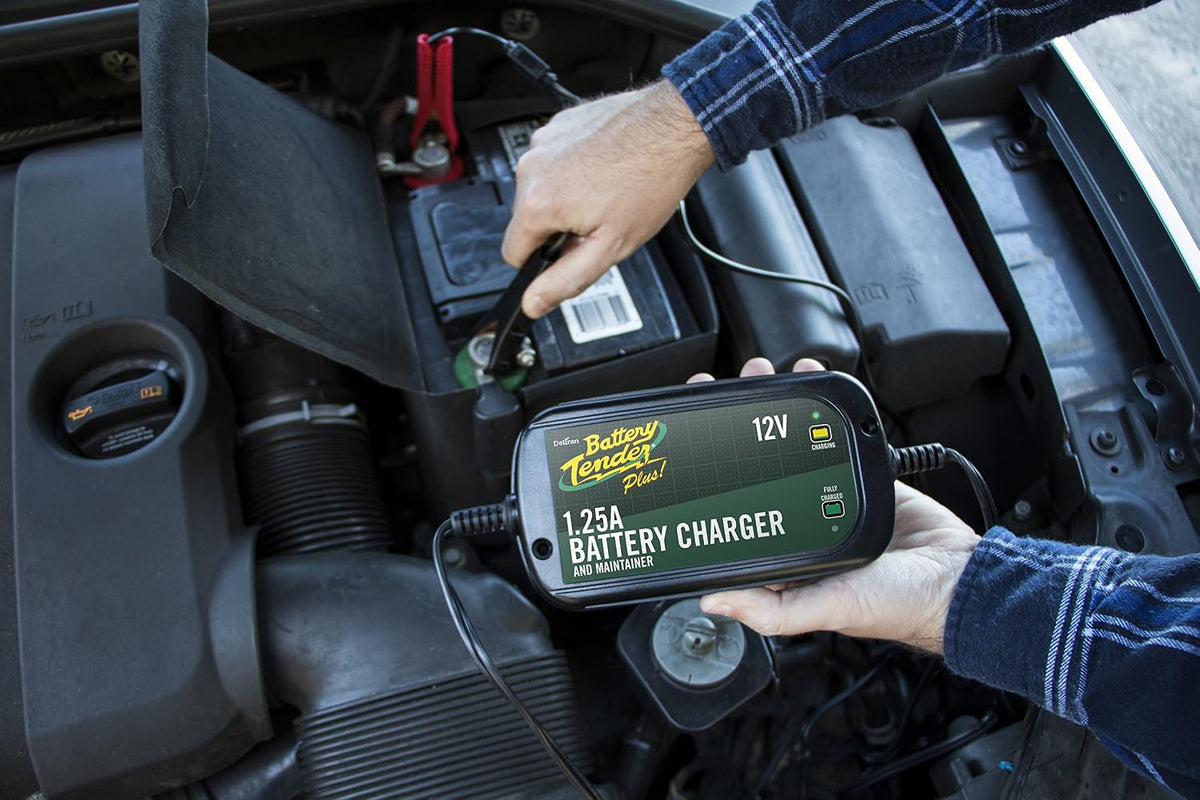 Battery Tender Plus 12V - 1.25 AMP Battery Charger and Maintainer - 022-0185G-DL-WH