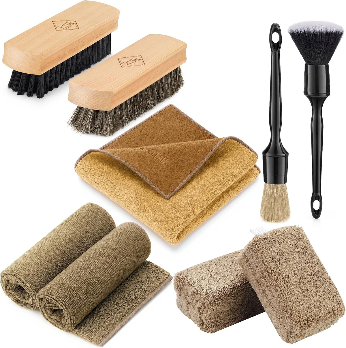 Fantasticlean Car Interior Detailing Kit, Leather Cleaner Brush Set, 9PCS