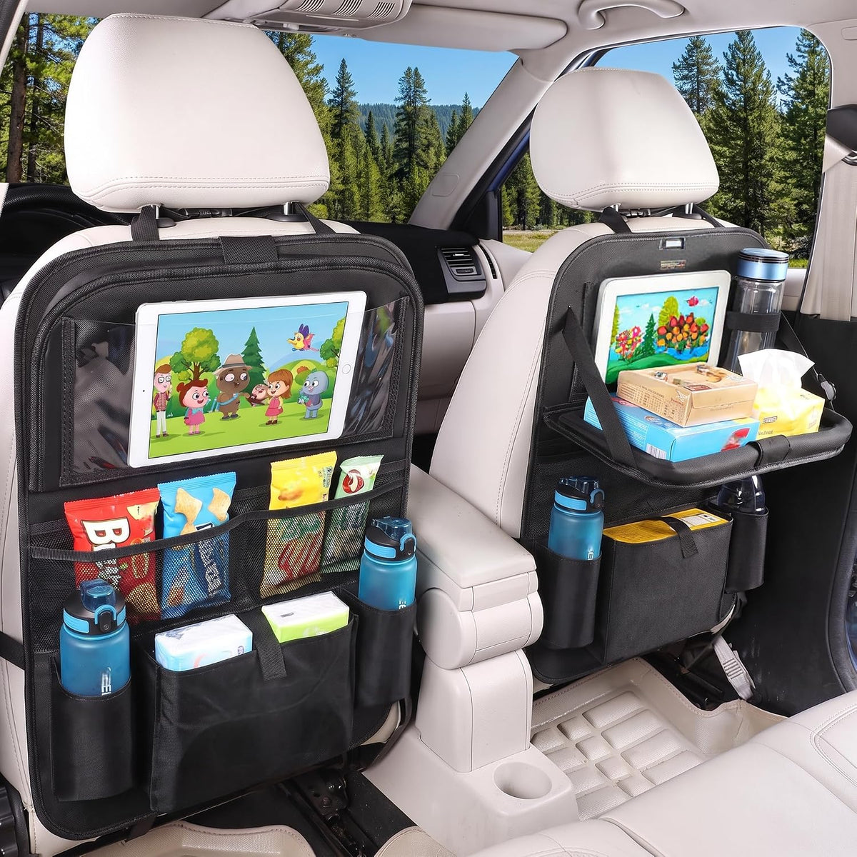 Car BackSeat Organizer, for Kids Car Organizer Kick Mats Kick Mats Back Seat Protector with Touch Screen Tablet Holder, for Kids, Car Travel Accessories, 1 Pack