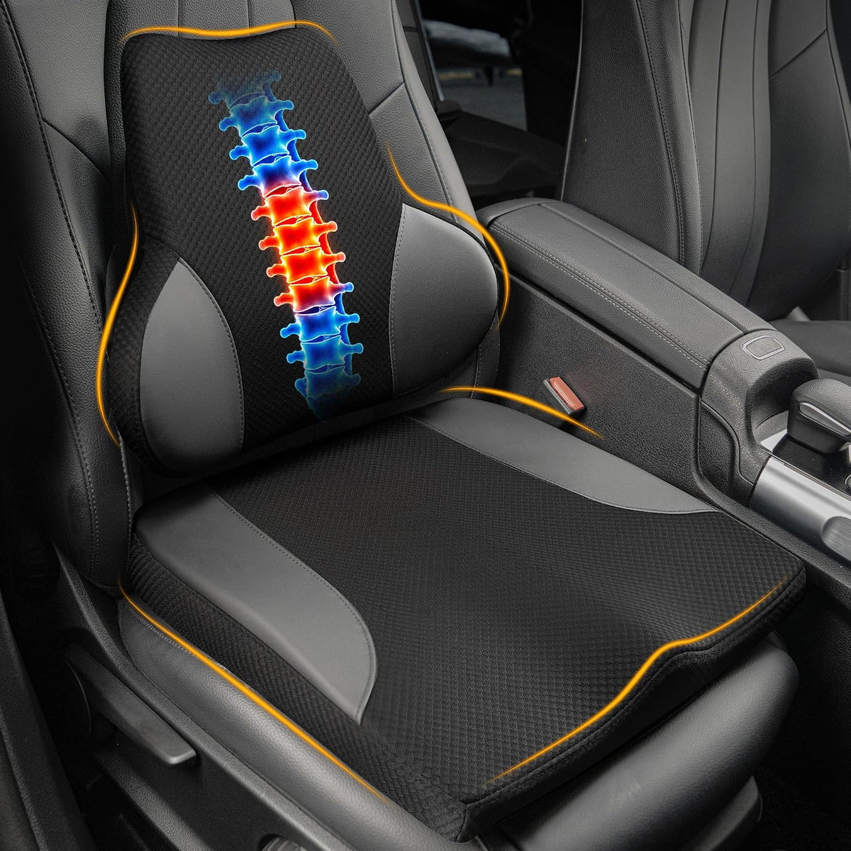 Lofty Aim Car Seat Cushion and Lumbar Support Pillow Set, Car Back Support