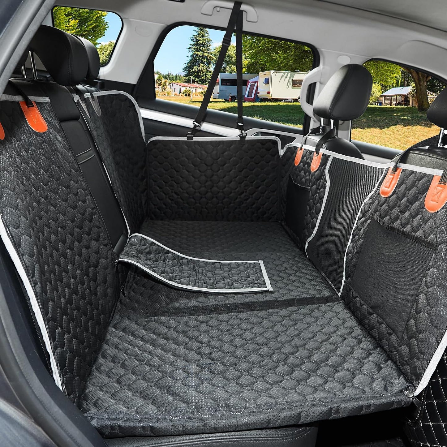 ANOSOSPECIAL Back Seat Extender,Dog Car Seat Cover,Waterproof Pet Hammock Travel Bed,Durable Camping Air Mattress,Non Inflatable Car Bed Mattress Easy Clean for Car SUV Truck (Black)