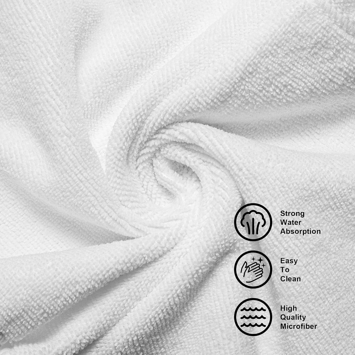 CARTMAN 16x24 Inch 12 Pack 350GSM Microfiber Cleaning Cloths, White
