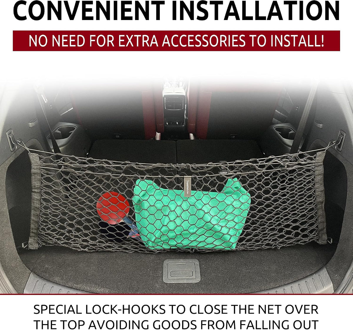 Envelope Style Automotive Elastic Trunk Mesh Cargo Net for Mazda CX-9 Sport Touring 2016-2023 - Premium Trunk Organizers and Storage - Luggage Net for SUV - Best Car Organizer for Mazda CX9 TC