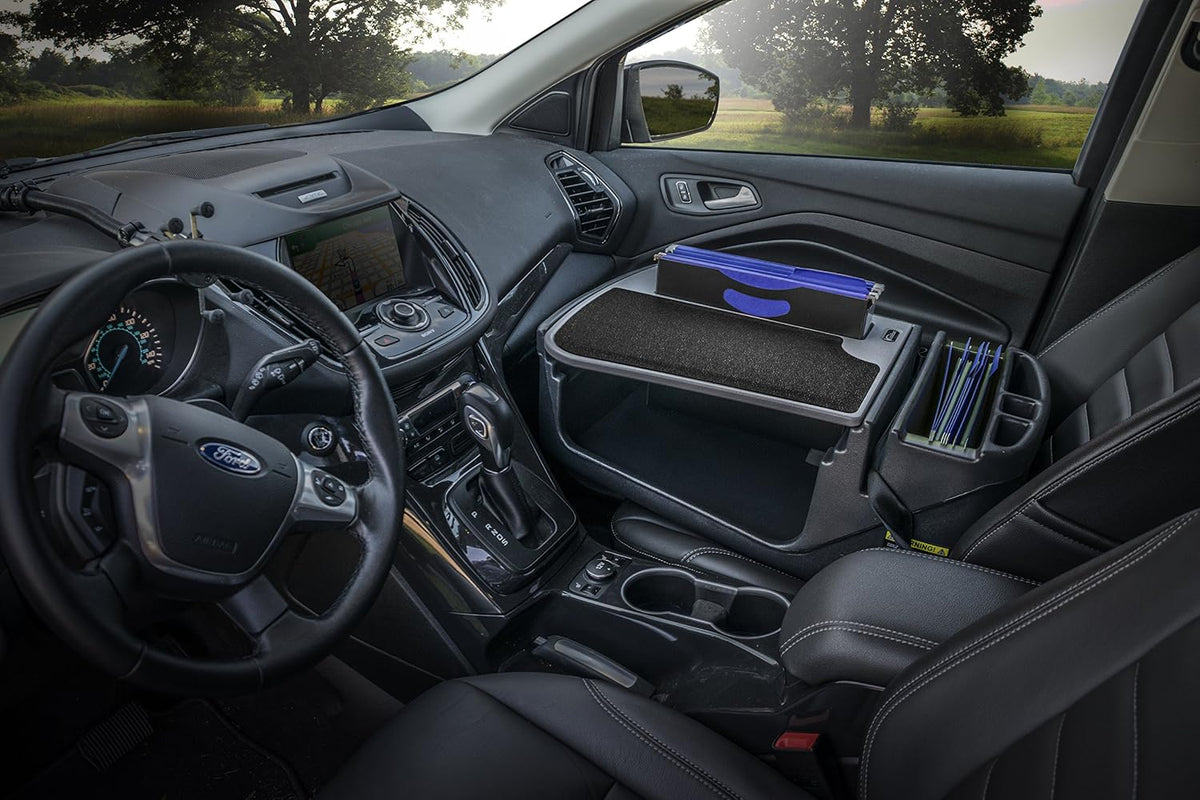 AutoExec Efficiency FileMaster Car Desk for Your Vehicle Workstation and Mobile Office, Grey