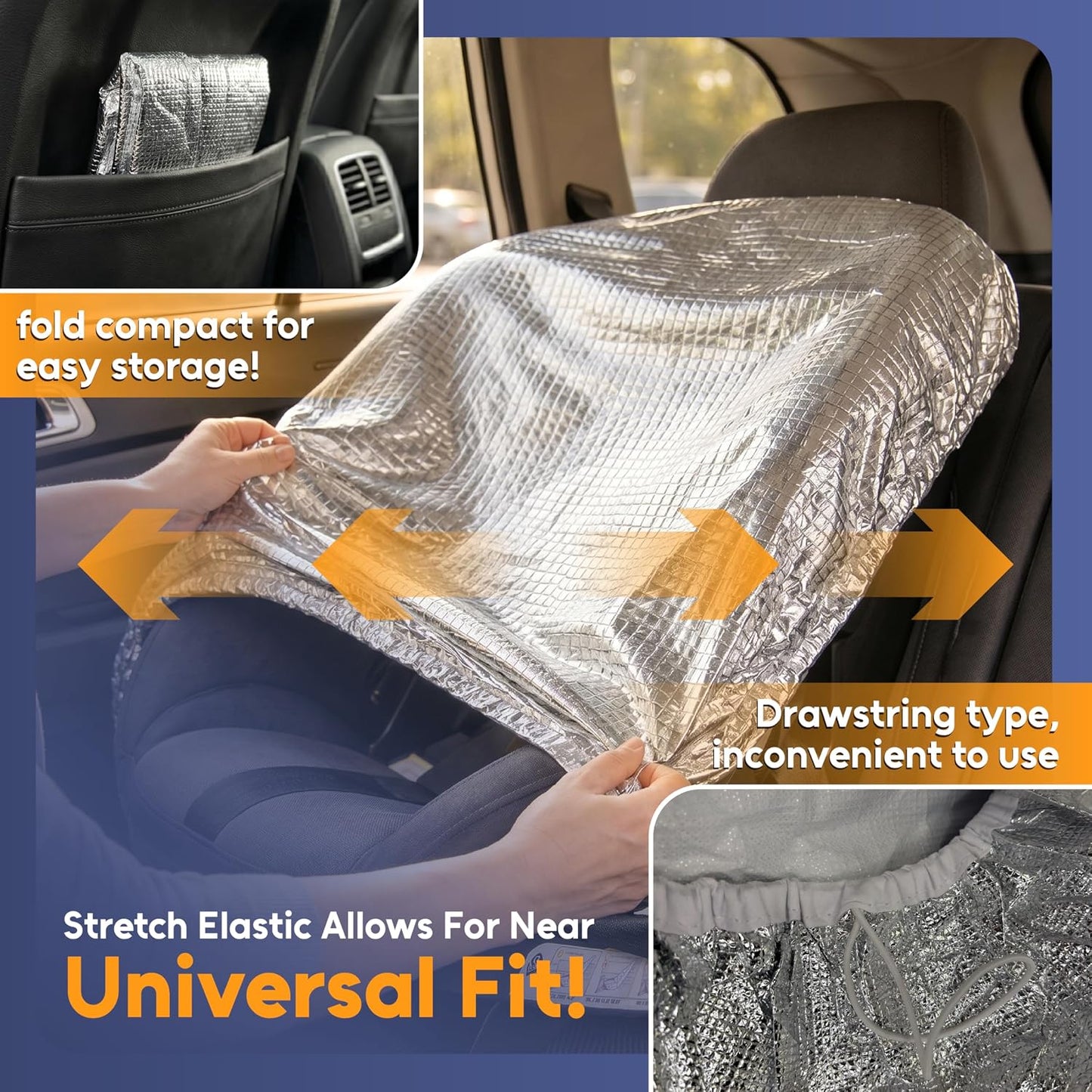 Mommy's Helper Car Seat Sun Shade Cover, Heat Reflective Protector | Universal Fit, Blocks Sun & UV, Reduces Heat Buildup, Baby & Toddler Car Seats, Easy Storage