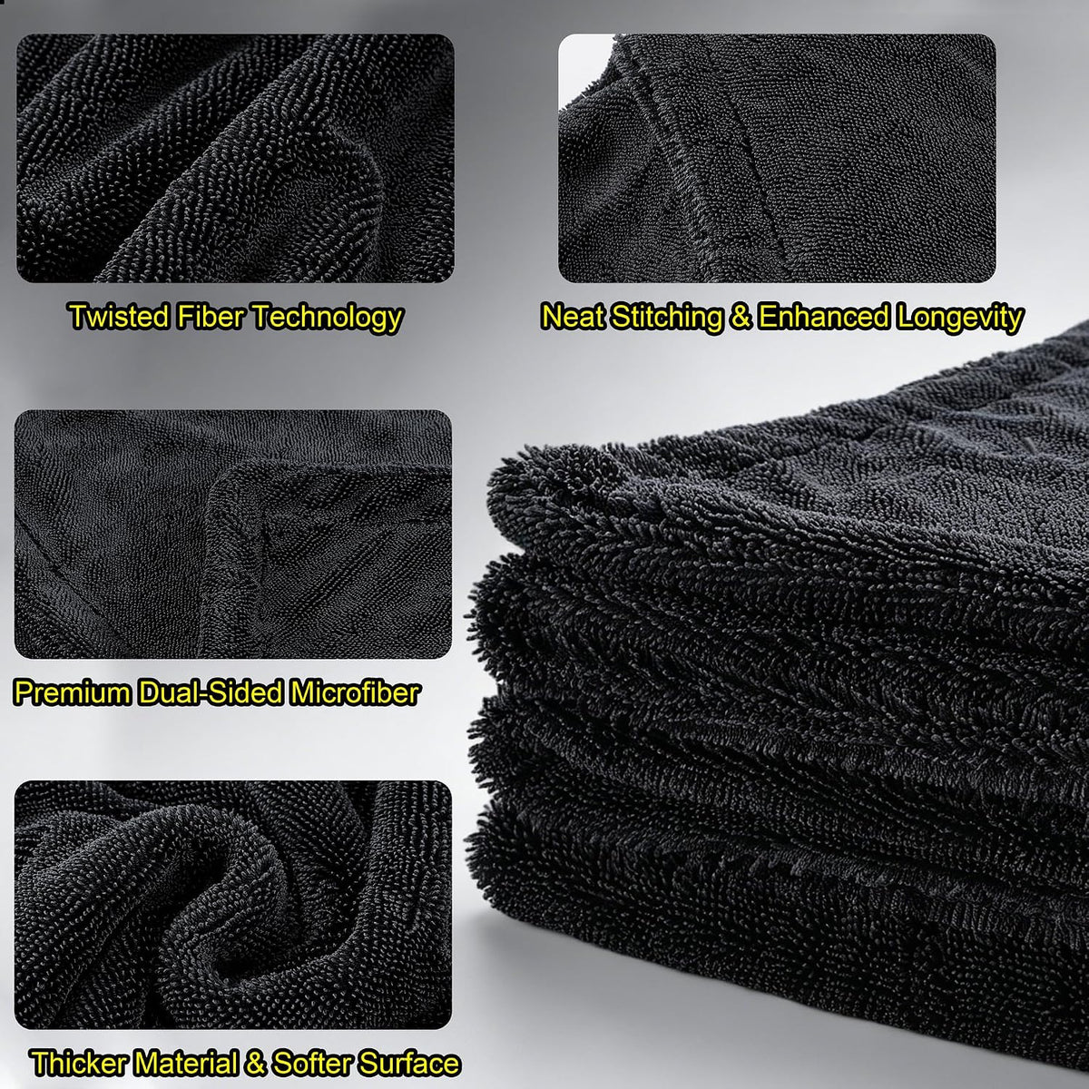 Aodaer 3 Pack Car Drying Towel, 1200GSM Microfiber Towels for Cars