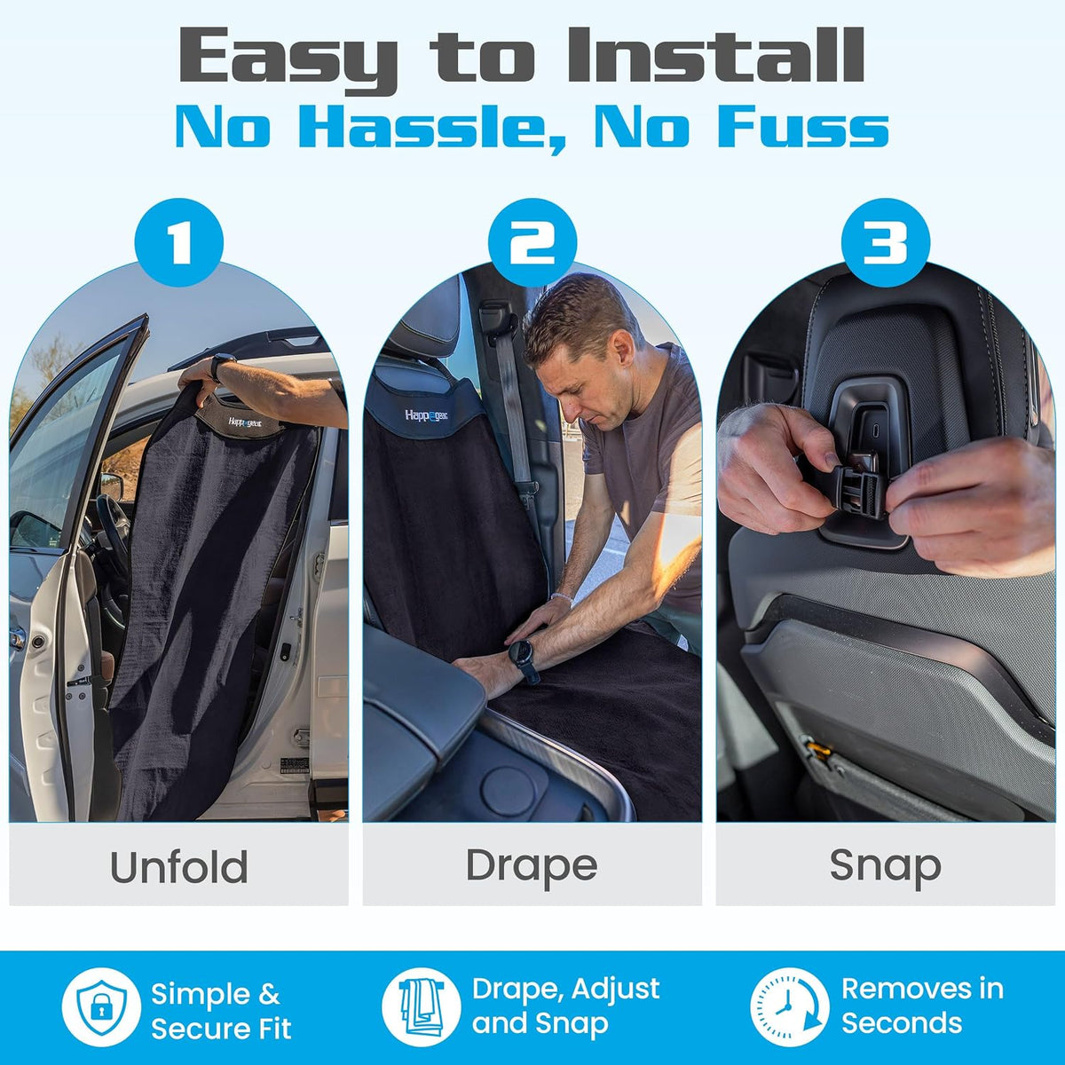 HAPPEGEAR Happeseat Waterproof Car Seat Cover & Protector, Black