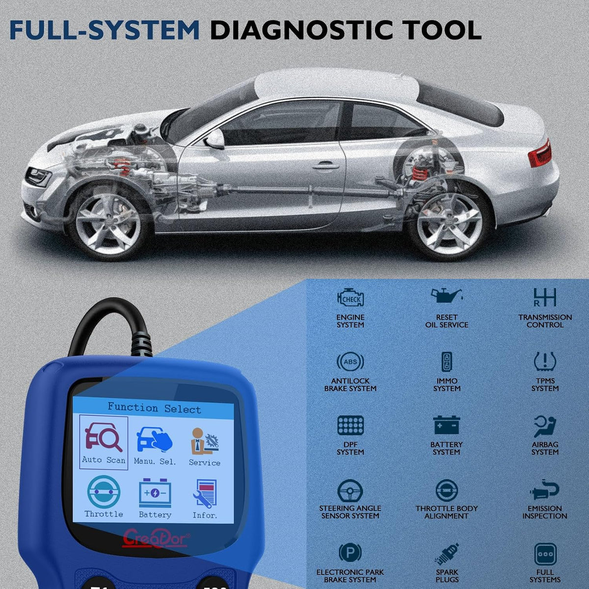 Creator C420 OBD2 Code Reader Fit for BMW Mini EPB ABS SRS DPF Oil Reset Multi System Scan Tool with Battery Registration OBDII Scanner Diagnostic Scan Tool