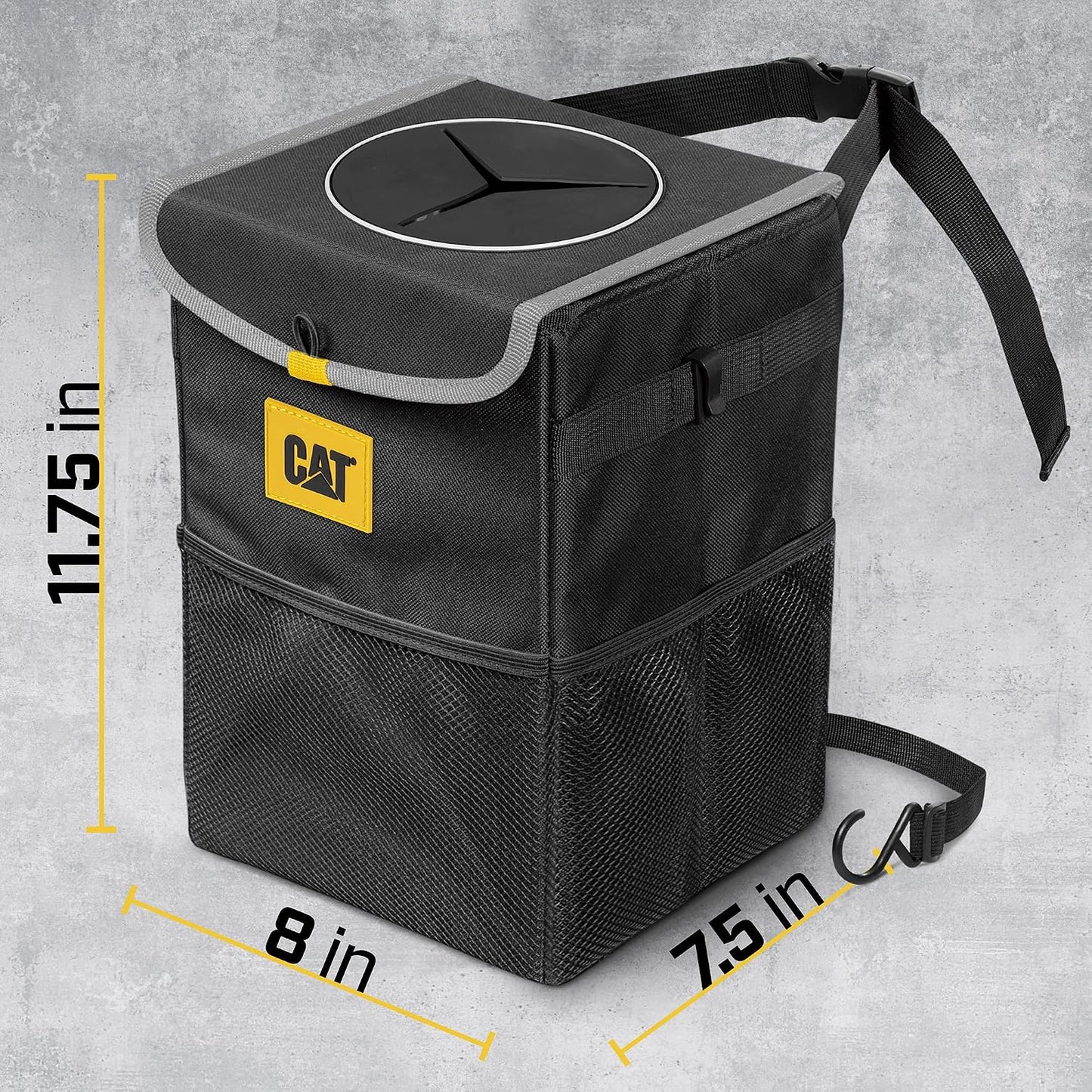 CAT® Car Seat Organizer & Trash Can Cooler Bundle – Portable Seat Caddy with Adjustable Straps + 2.4 Gallon Leak-Proof Hanging Trash Bin with Waterproof Liner, Car Accessories for Cars Trucks SUVs