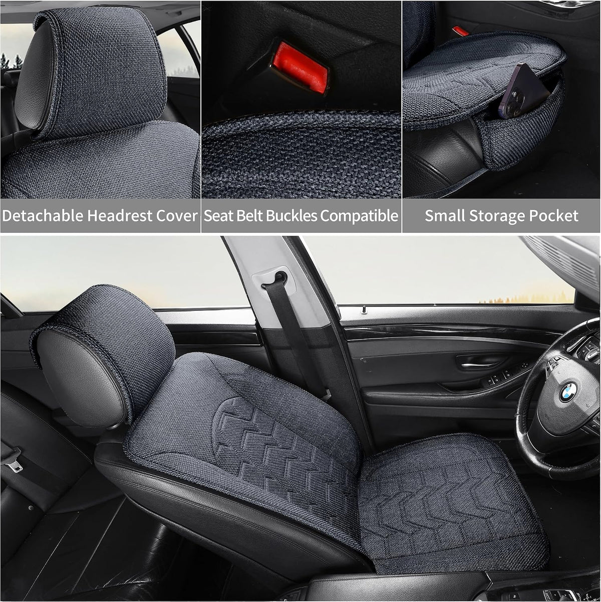 Linen Front Car Seat Covers Cloth Fabric Seat Protectors