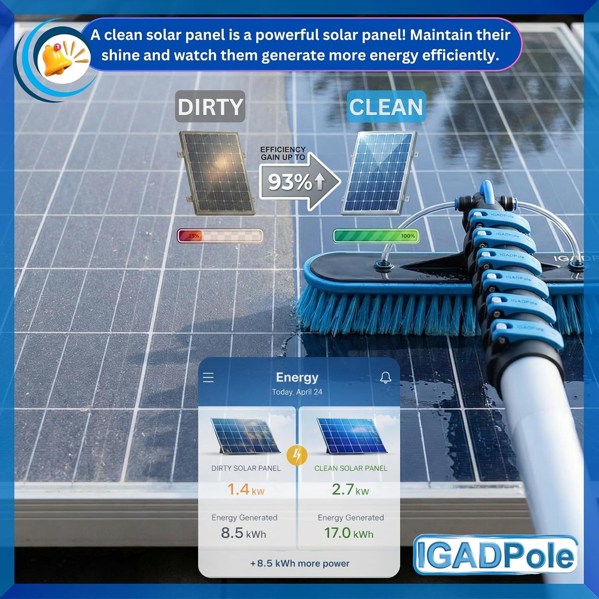 IGADPole 24 FT Washing Kit: Water-fed Brush with Soap Dispenser, Cobweb Dusters, with 6-Stage Telescoping Pole 5-24ft Pole/Window and Dusting Cleaning Kit