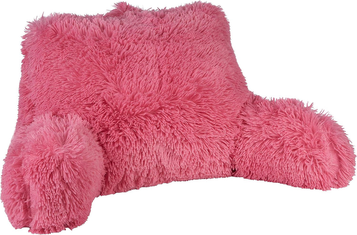 Klear Vu Shaggy Reading Pillow Back Rest Body Pillow for Adults and Kids, Lumbar and Arm Support on Bed, Chair, Couch, Sofa and Floor, 30" x 21", One Size, Aqua