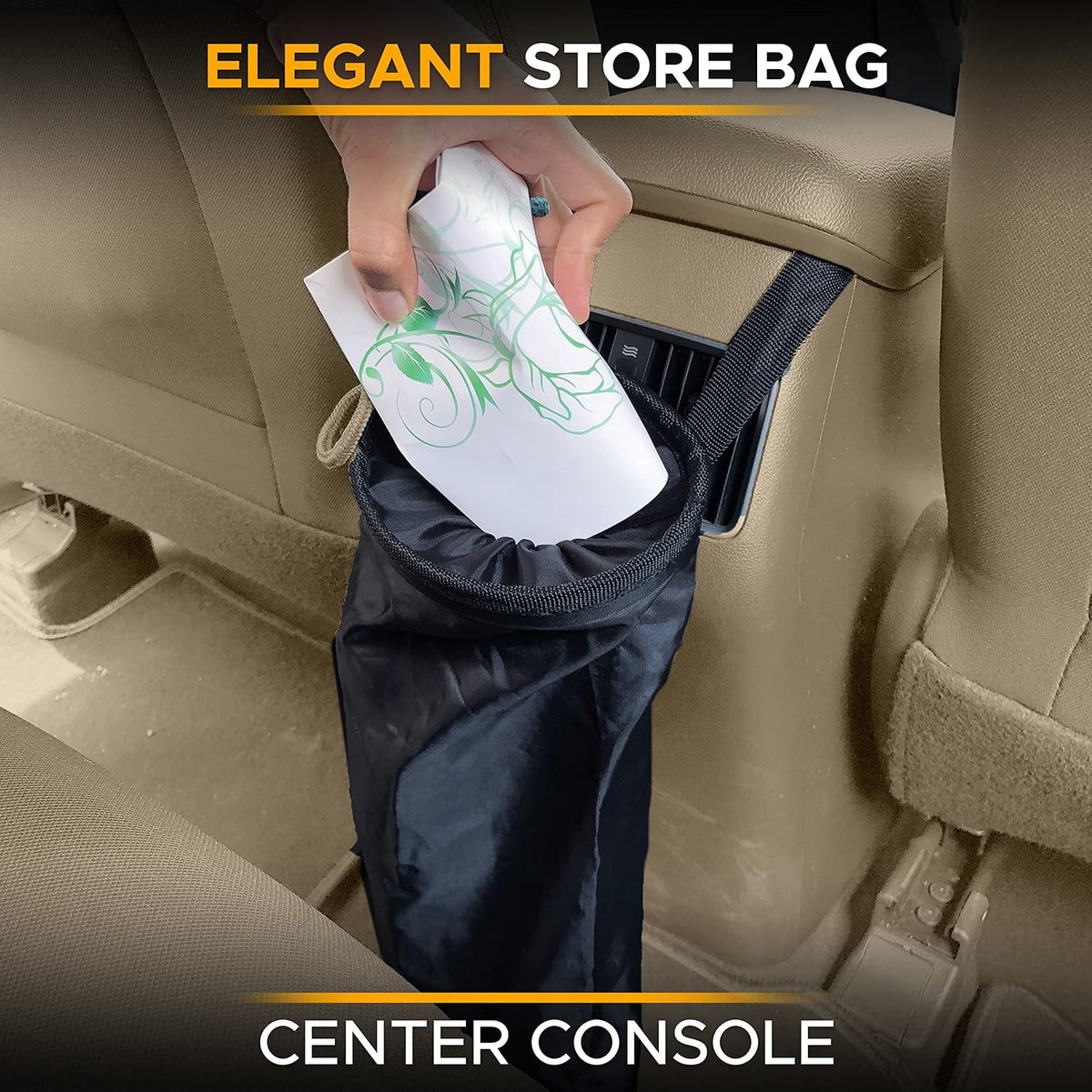 EcoNour 2 Pack Car Trash Bag | Washable Back Seat Hanging Bag