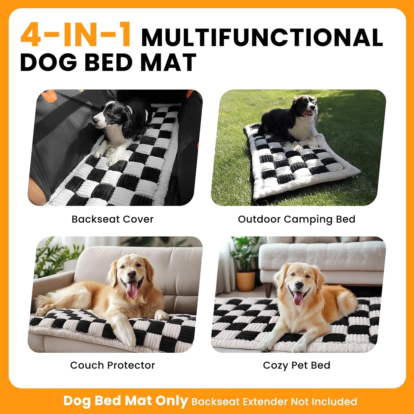 HiPetpy Backseat Dog Bed Mat for Car, Non-Slip Dog Bed for Car Back Seat, Soft & Cozy Dogs Blanket, Washable Travel Pet Mat Seat Protector for Cars, SUVs, Trucks