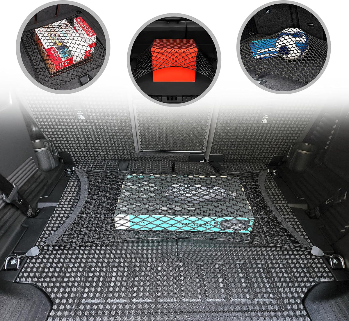 Floor Style Automotive Elastic Trunk Mesh Cargo Net for Land Rover Defender 2020-2025- Premium Trunk Organizers and Storage - Luggage Net for SUV - Best Car Organizer for Land Rover Defender