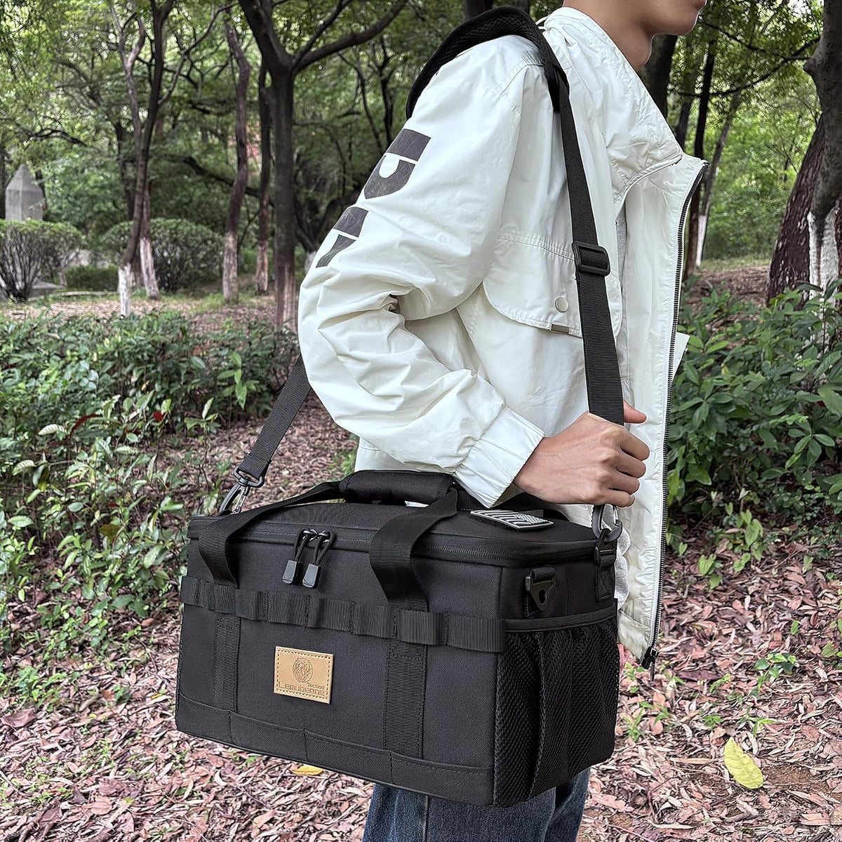 Tactical Camping Storage Bag 18L Tactical Utility Tote Bag Camping Cookware Organizer Trunk Organizer (Black)