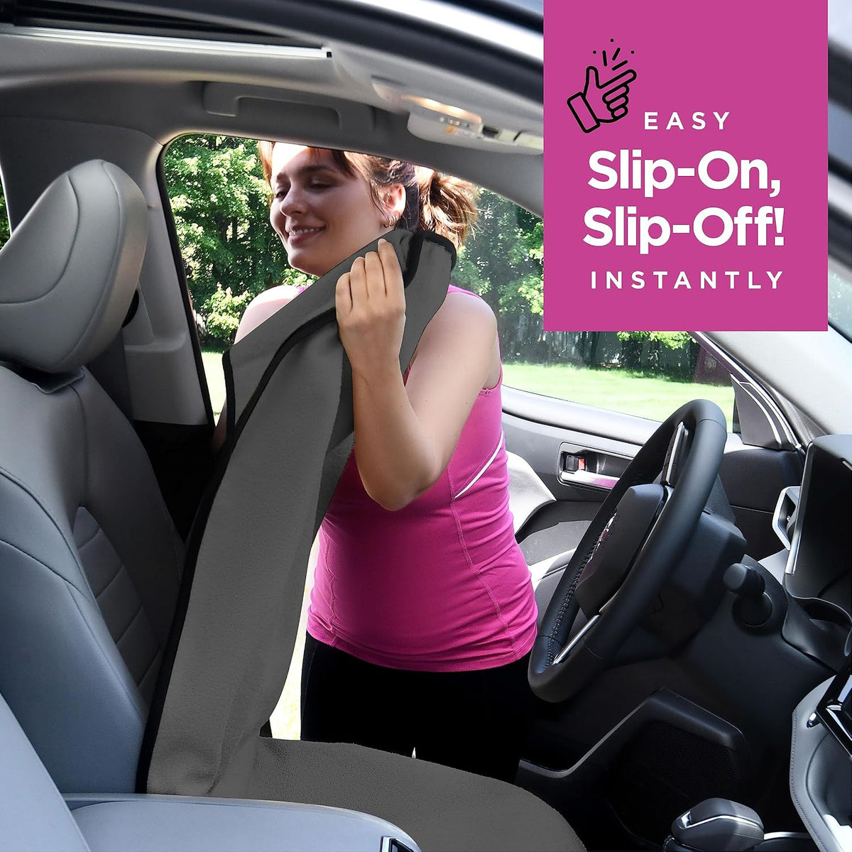 lebogner Waterproof Sweating Car Seat Cover for Post Gym Workout, Running, Swimming, Beach and Hiking, Universal Fit Anti-Slip Bucket Seat Protector for Cars, SUVs and Trucks, Machine Washable, Grey
